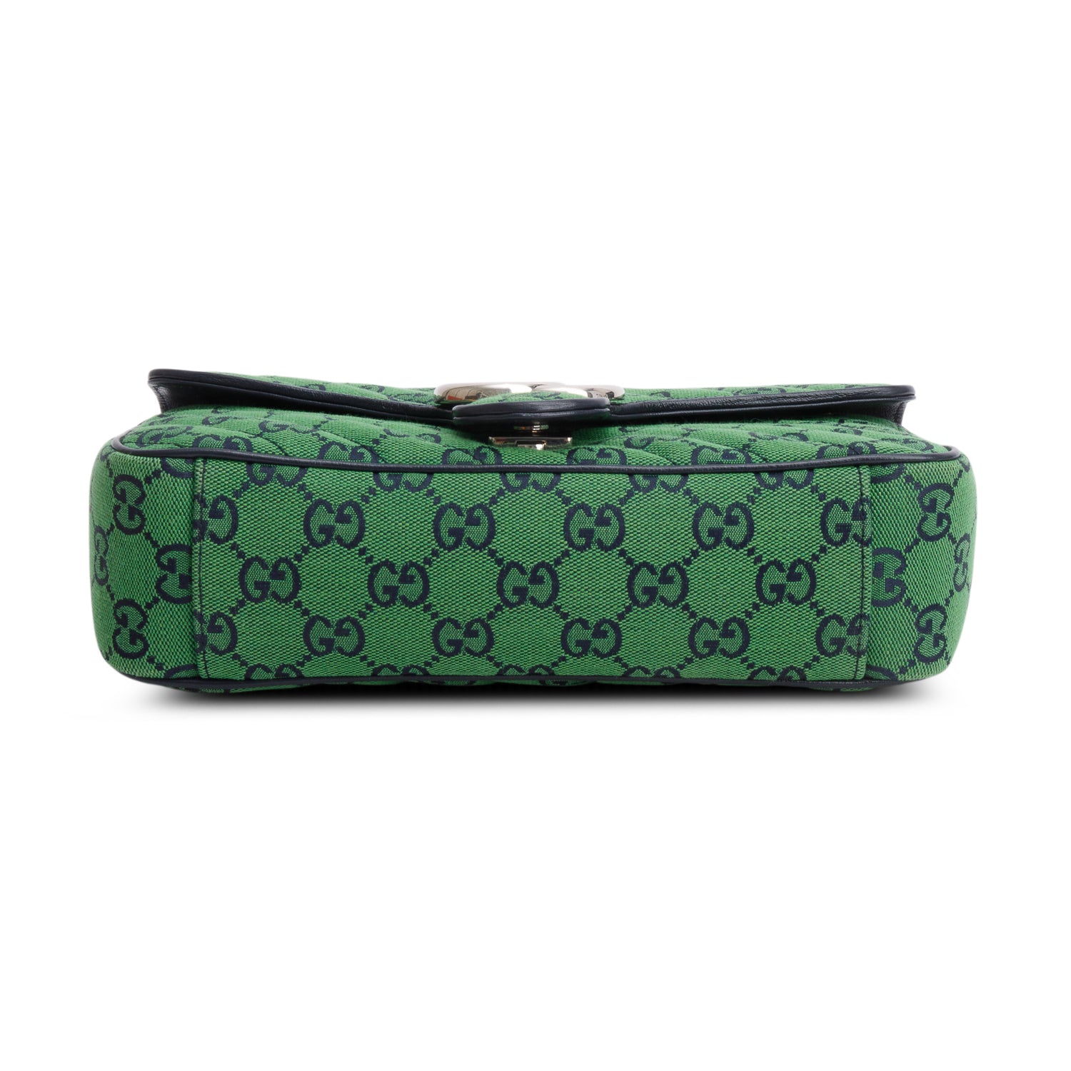 Gucci Green Monogram Matelassa Diagonal Small GG Marmont Shoulder Bag w/ Box