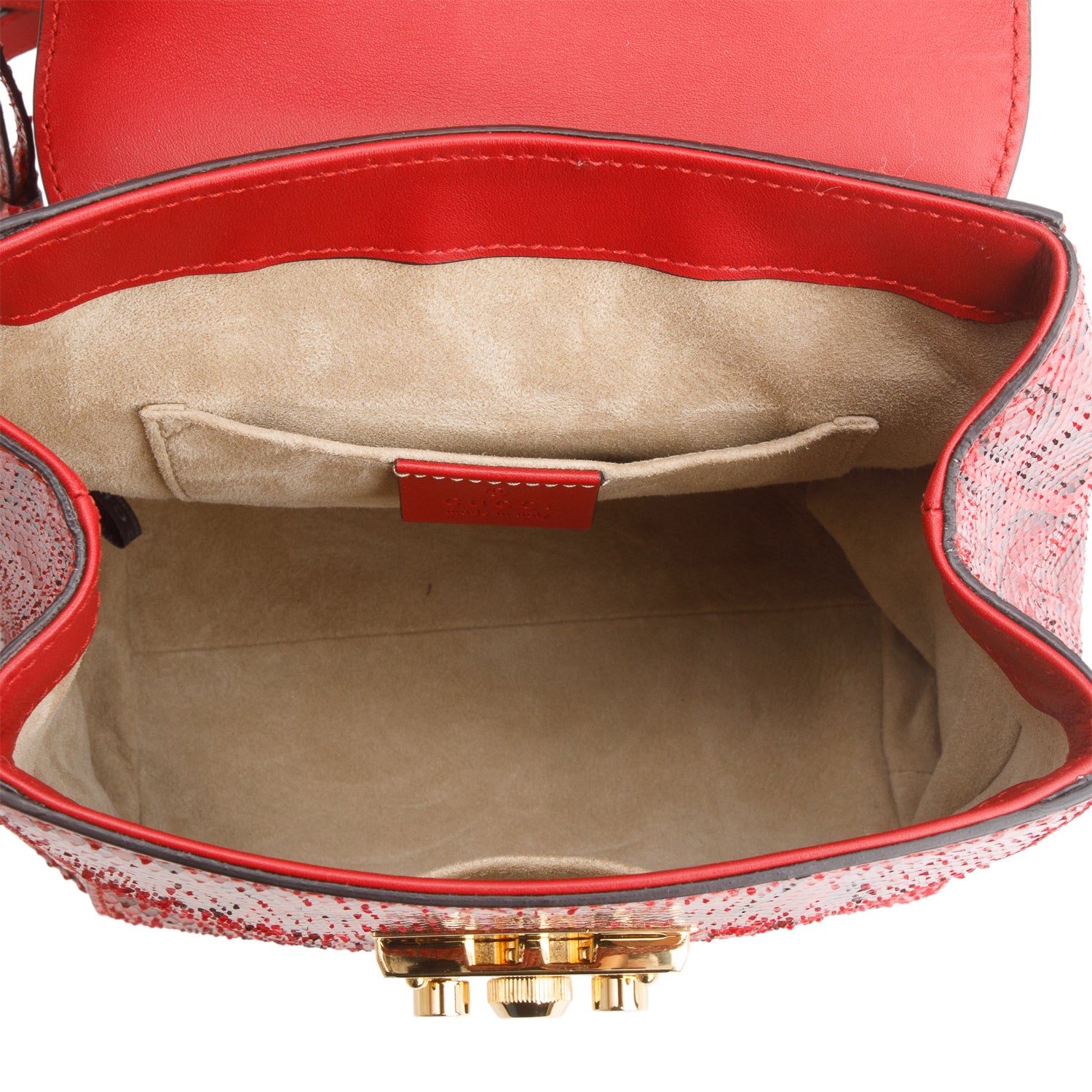 Gucci Red Python Padlock Mini Backpack