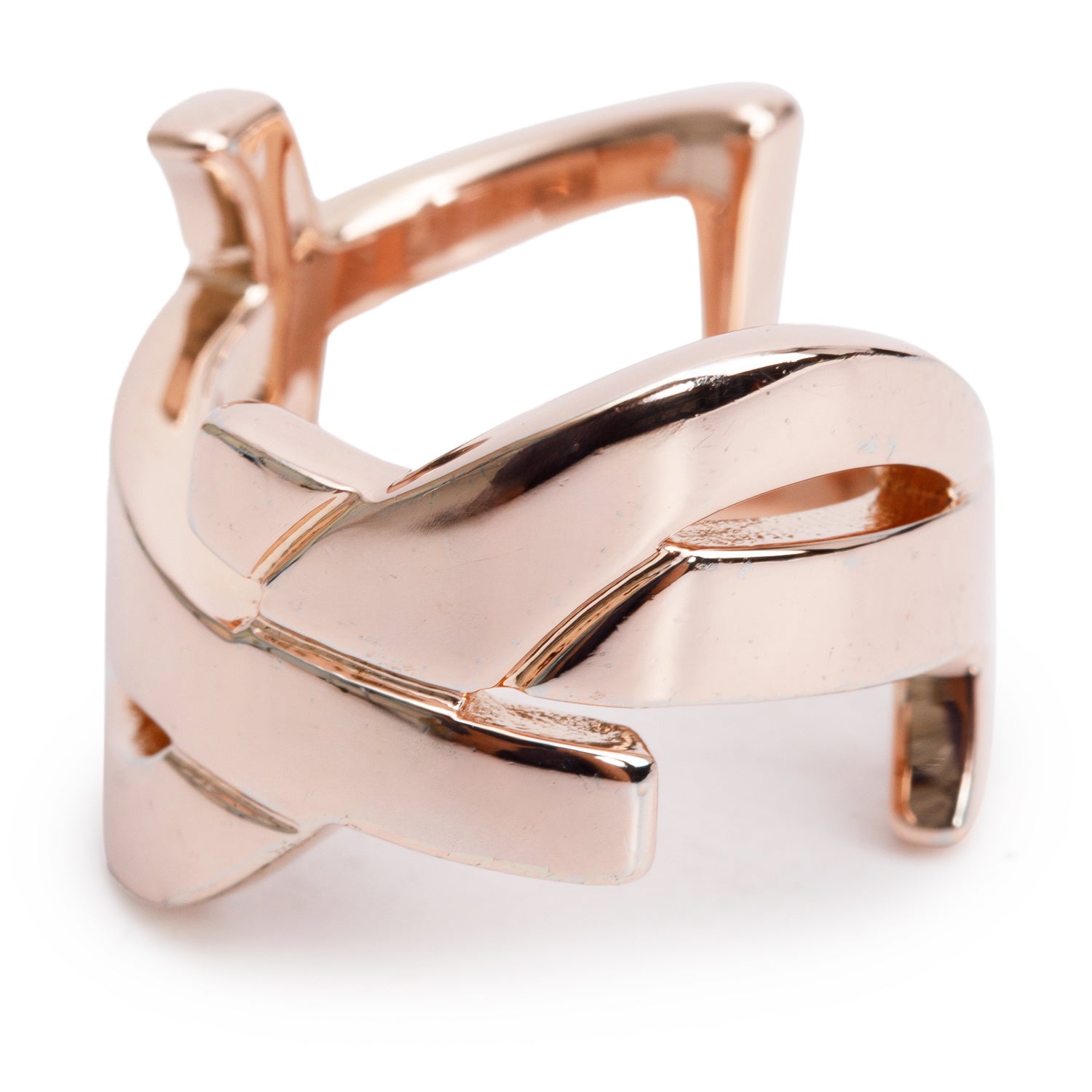 Saint Laurent Rose Gold Plated YSL Logo Cassandra Ring, Size 5.25