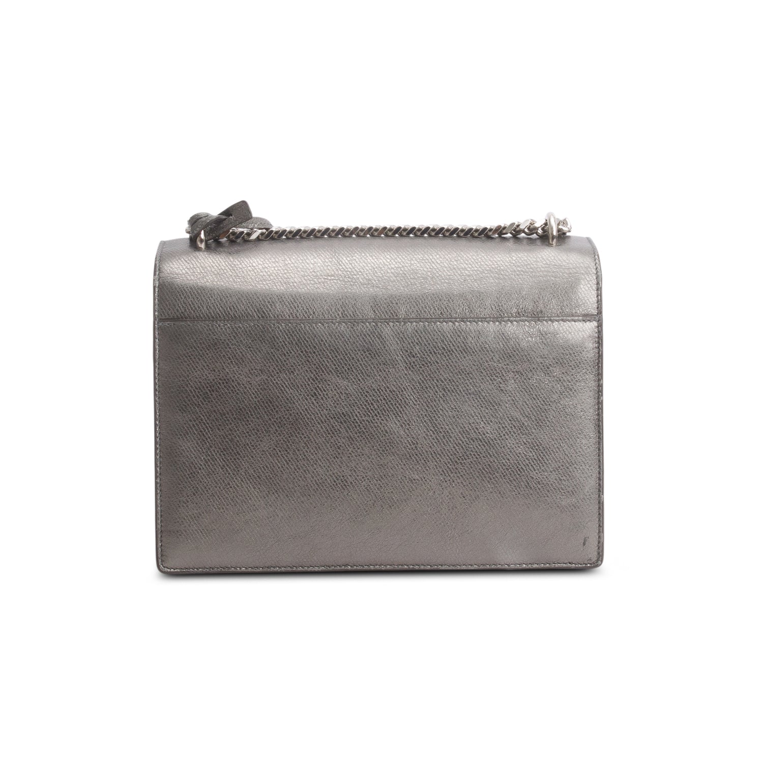 Saint Laurent Grey Metallic Grain de Poudre Leather Medium Sunset Bag