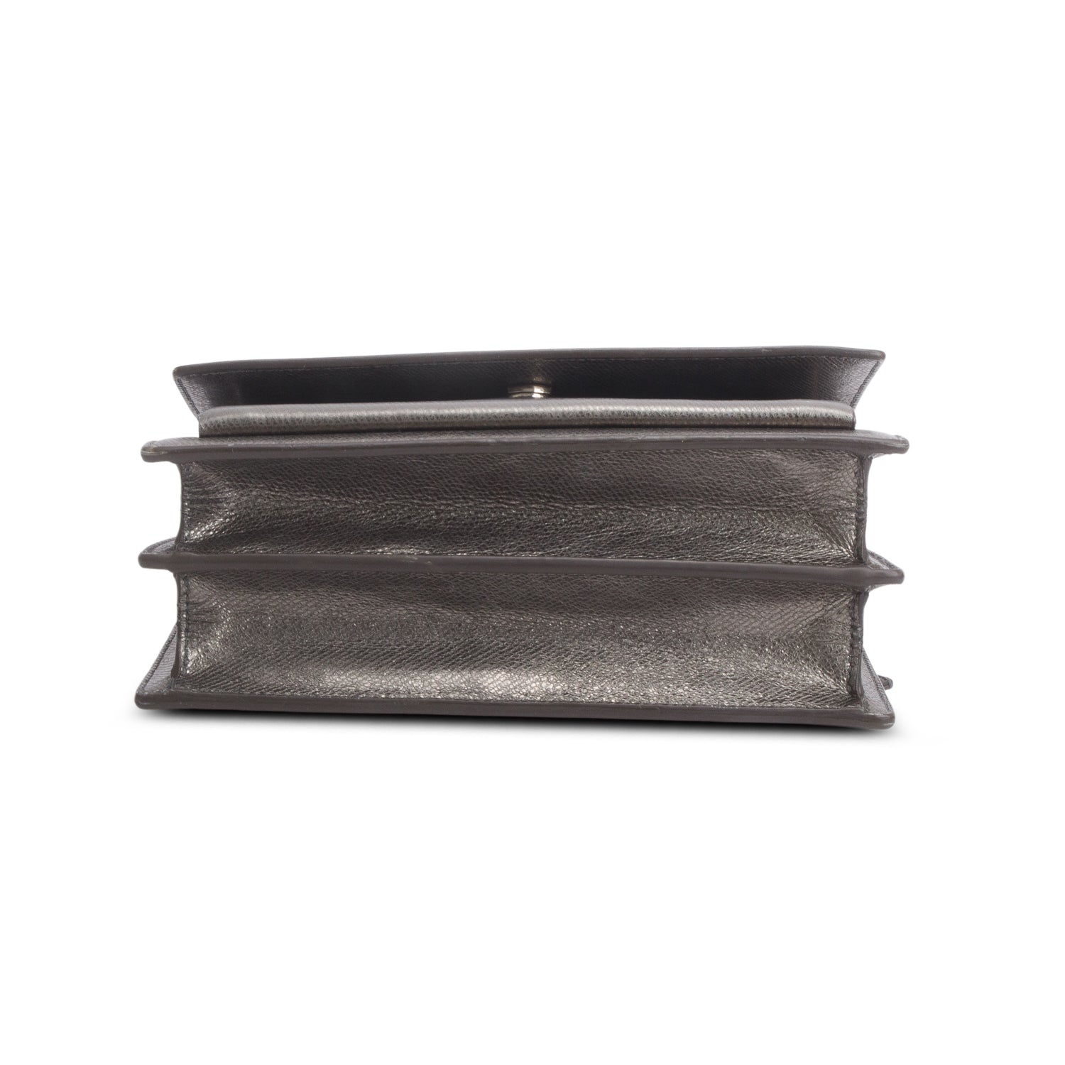 Saint Laurent Grey Metallic Grain de Poudre Leather Medium Sunset Bag