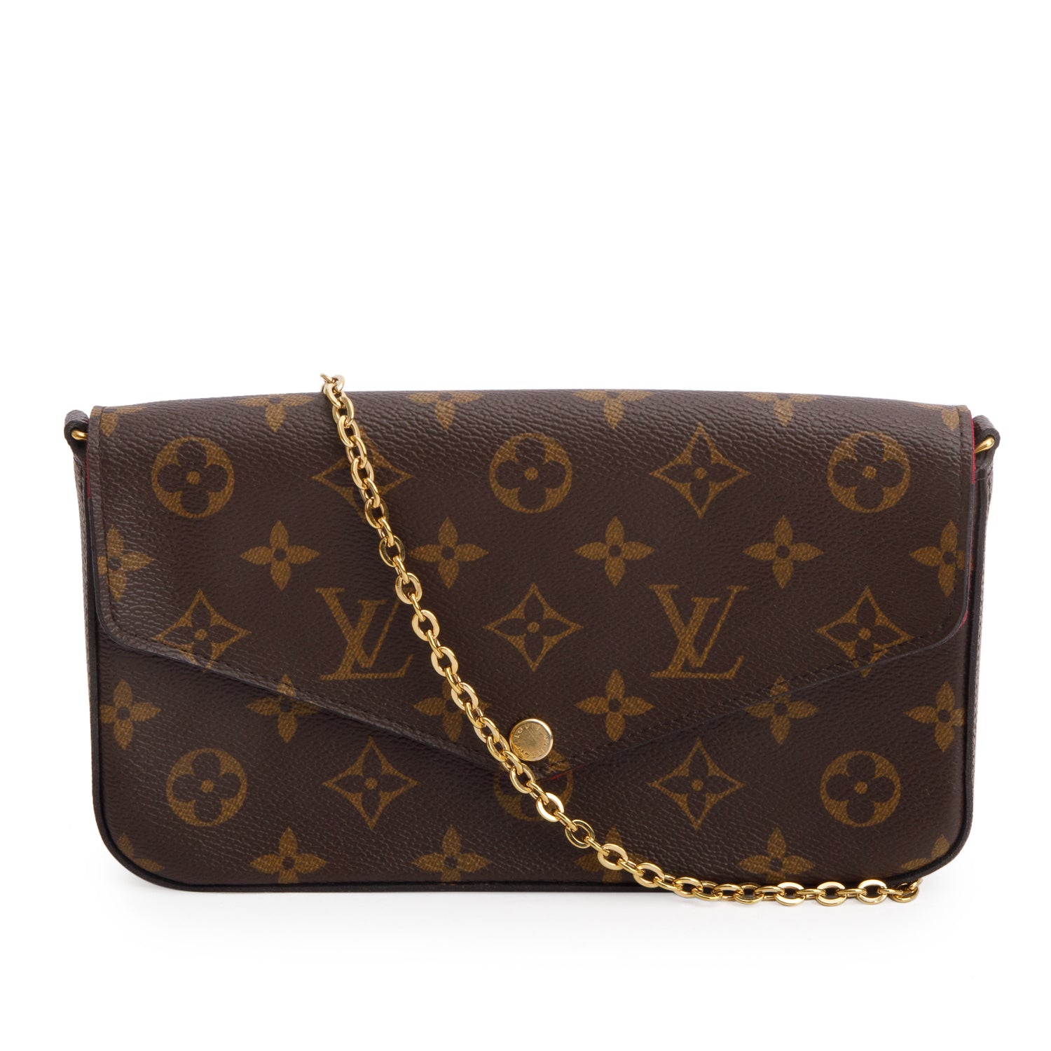 Louis Vuitton Fuschia Monogram Pochette Felicie Wallet on Chain w/ Inserts & Box