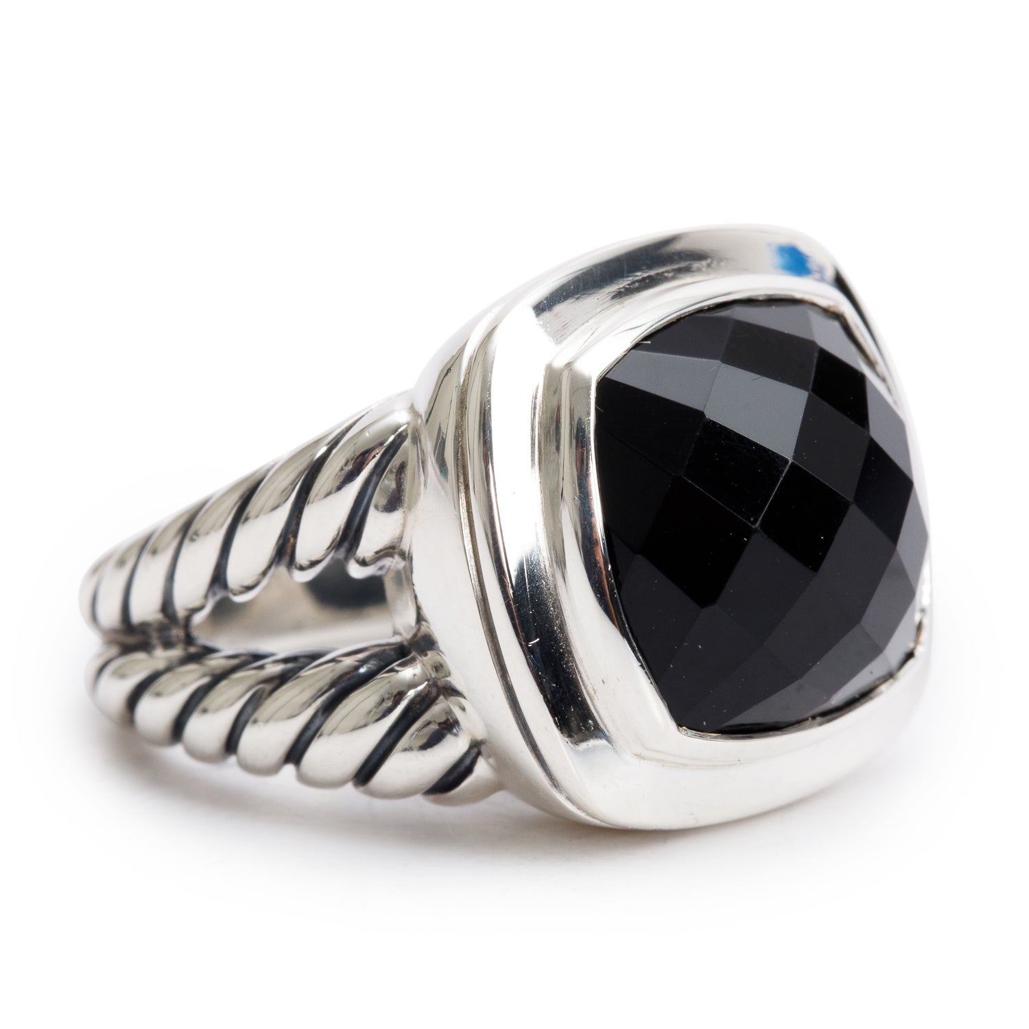 David Yurman Sterling Silver Black Onyx Albion Ring, Size 7.75