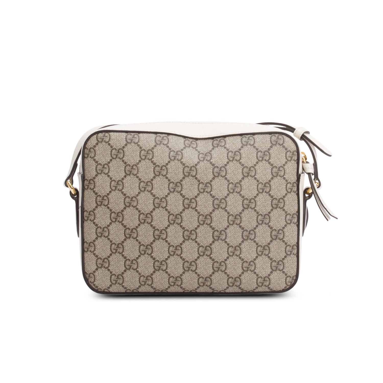 Gucci White GG Supreme Monogram Azalea Calfskin Small Horsebit 1955 Shoulder Bag