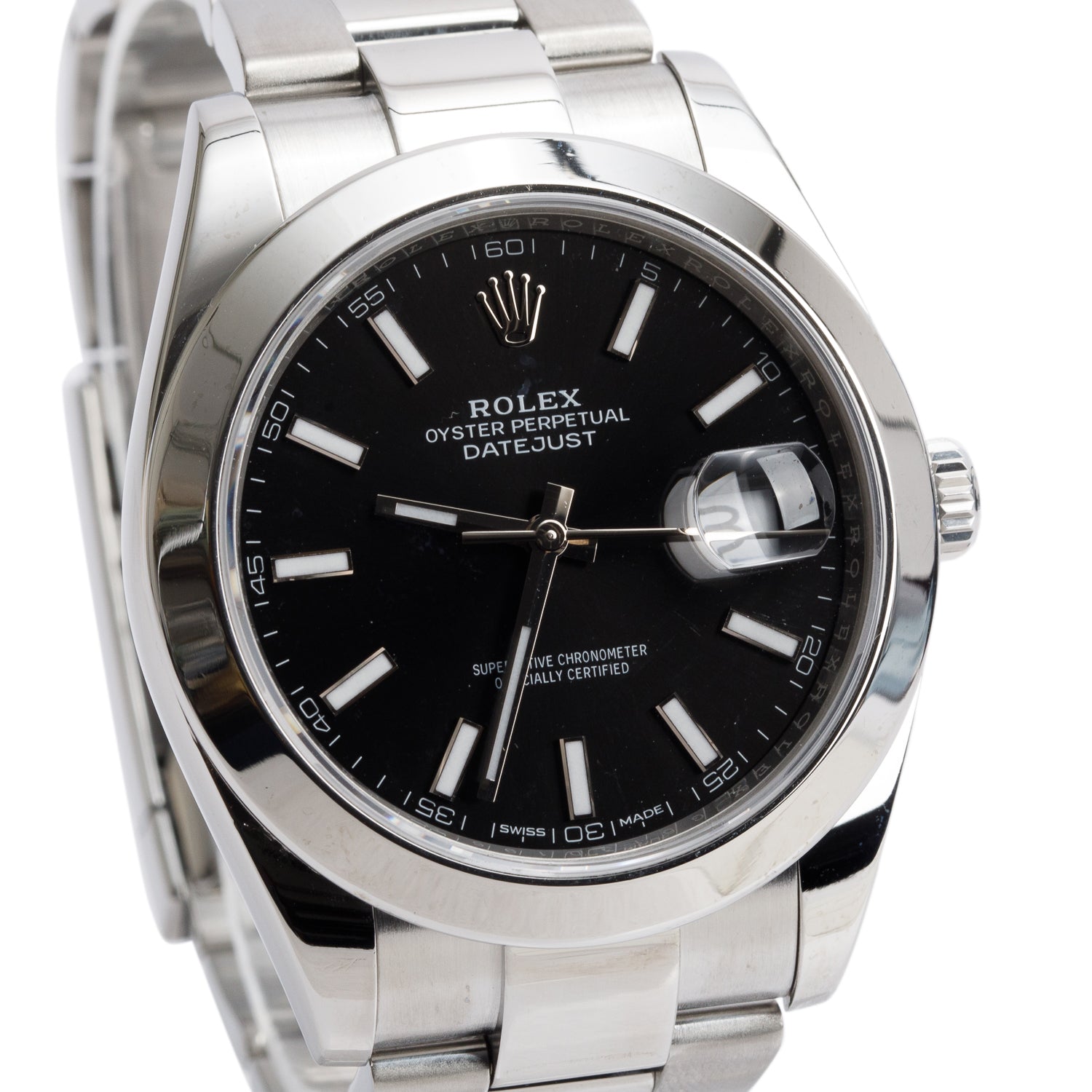 Rolex Stainless Steel Oyster Perpetual Datejust 41 MM Watch Black Dial 126300 w/ Box & Papers