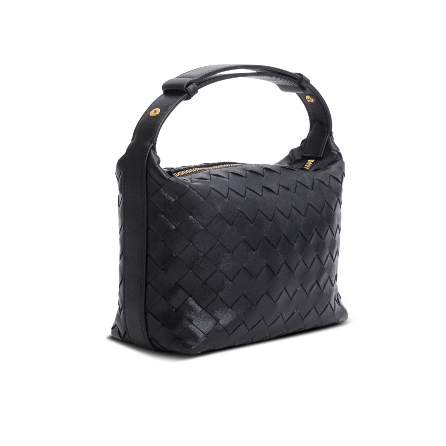Bottega Veneta Black Calfskin Nappa Intrecciato Mini Wallace