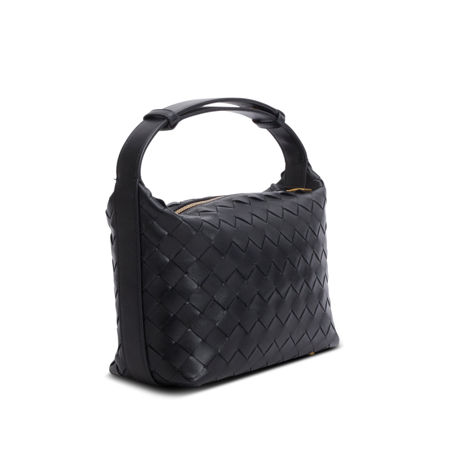 Bottega Veneta Black Calfskin Nappa Intrecciato Mini Wallace