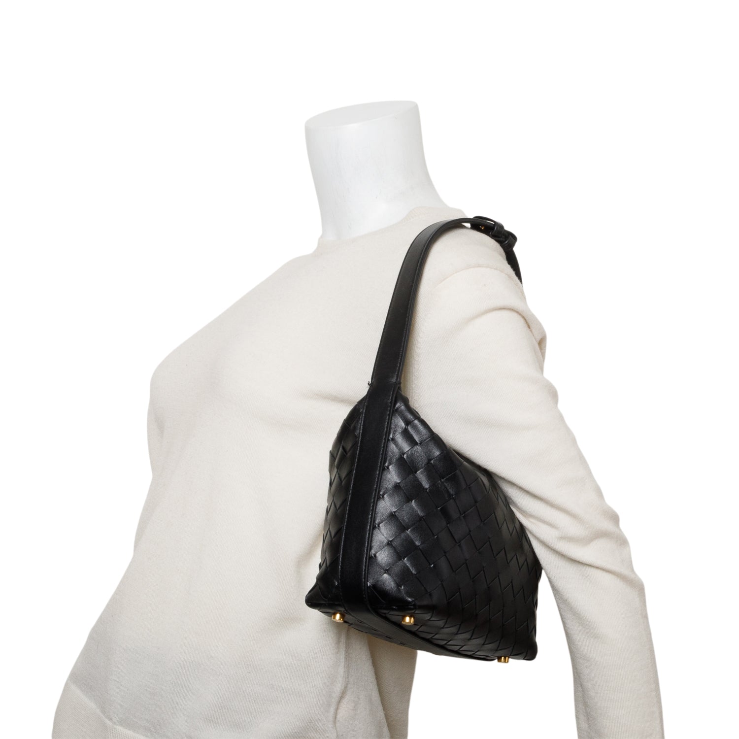 Bottega Veneta Black Calfskin Nappa Intrecciato Mini Wallace