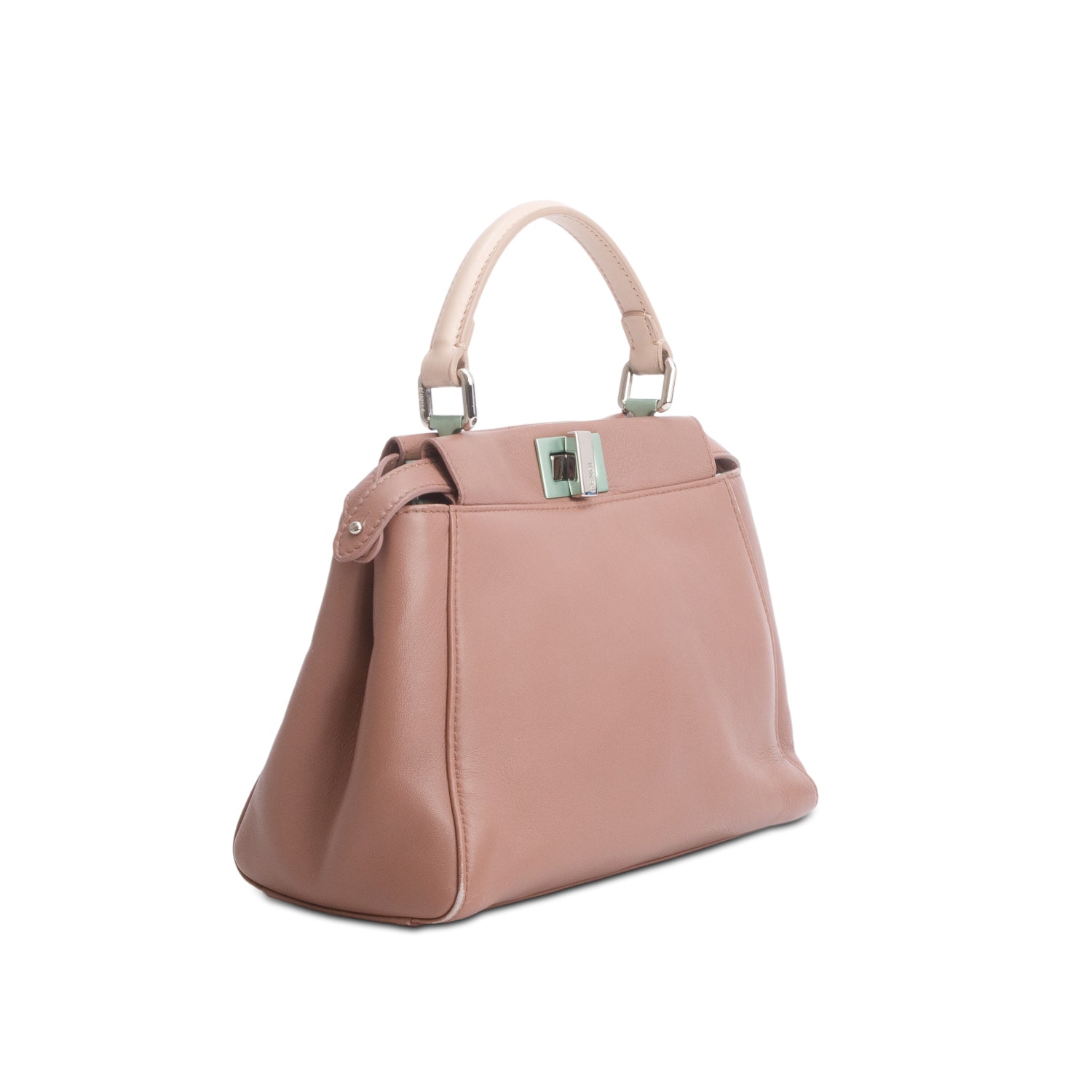 Fendi Pink Nappa Leather Colorblock Mini Peekaboo Iconic Satchel w/ Strap
