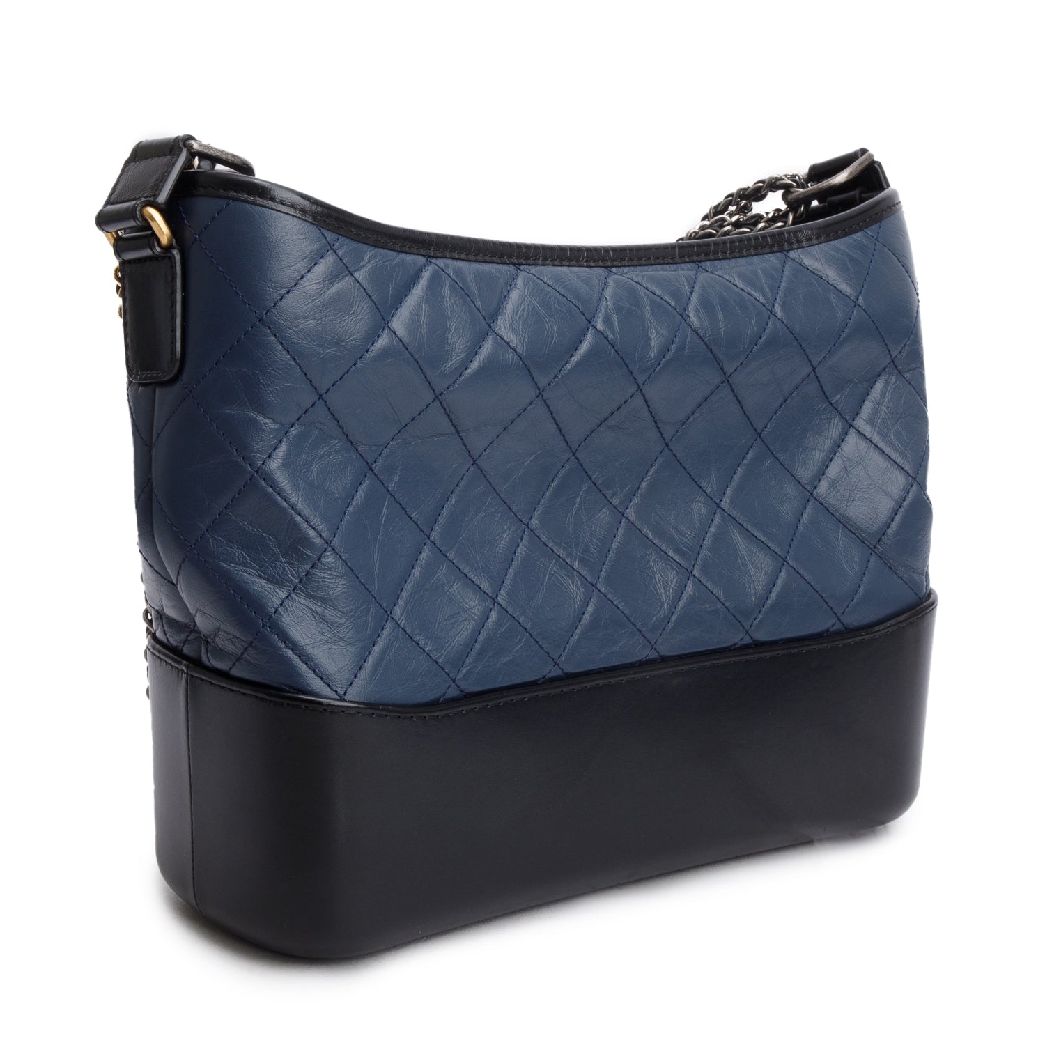 Chanel Blue & Black Aged Calfskin Leather Medium Gabrielle Hobo