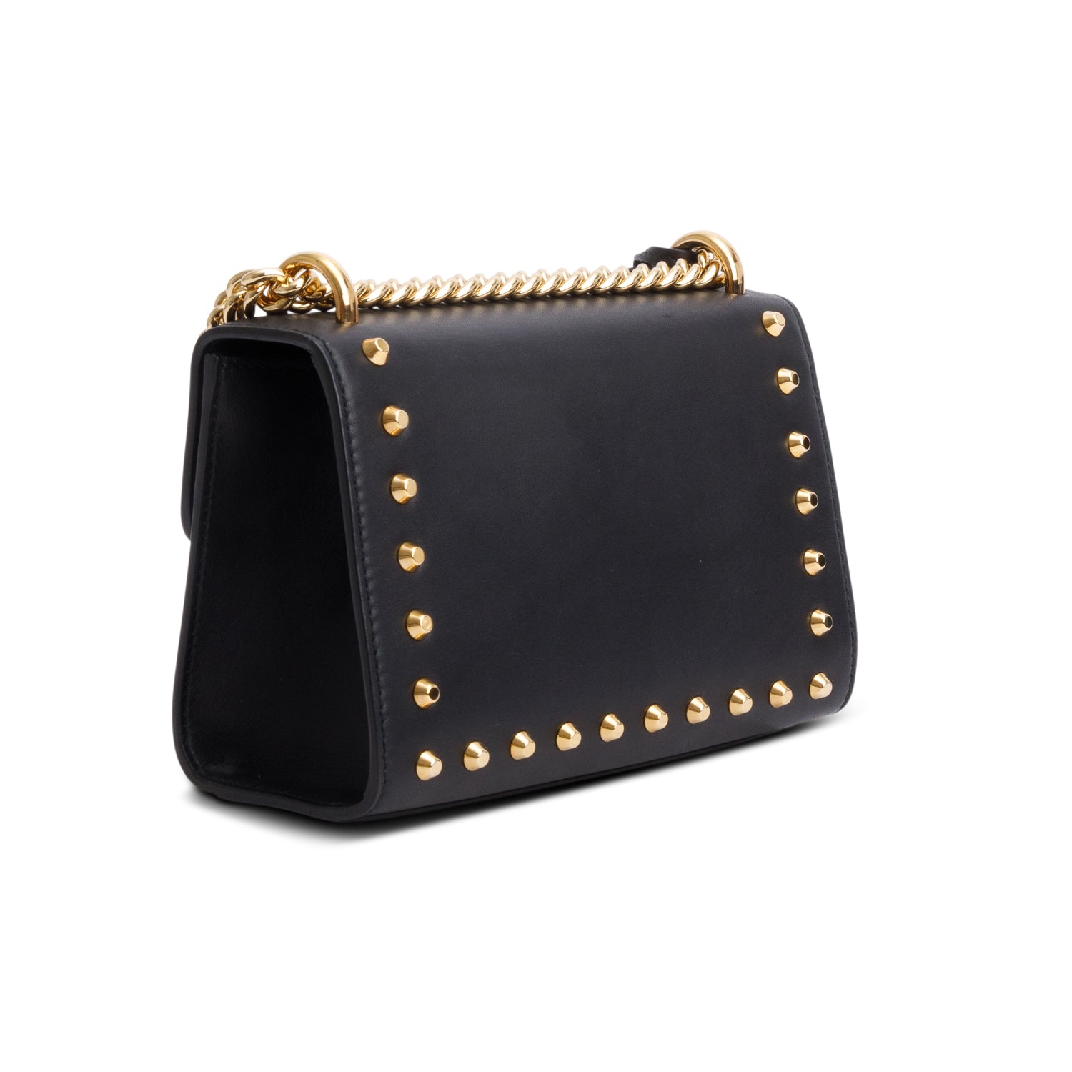 Gucci Black Calfskin Studded Small Padlock Shoulder Bag