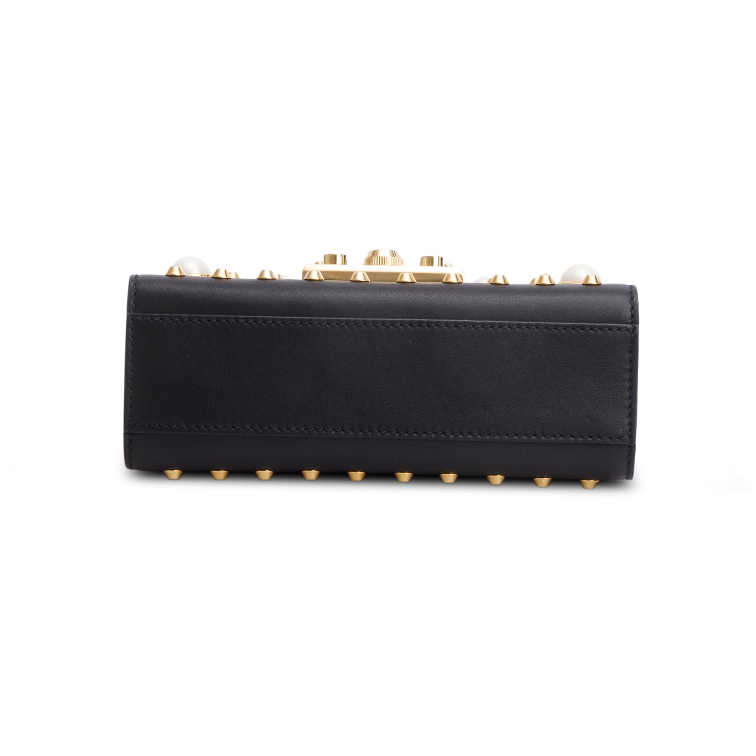 Gucci Black Calfskin Studded Small Padlock Shoulder Bag