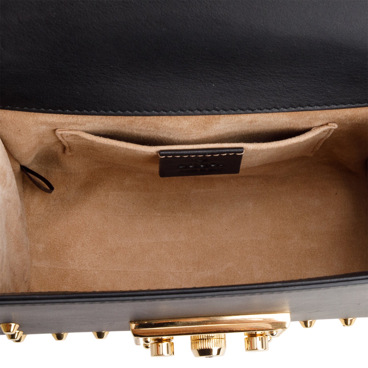 Gucci Black Calfskin Studded Small Padlock Shoulder Bag