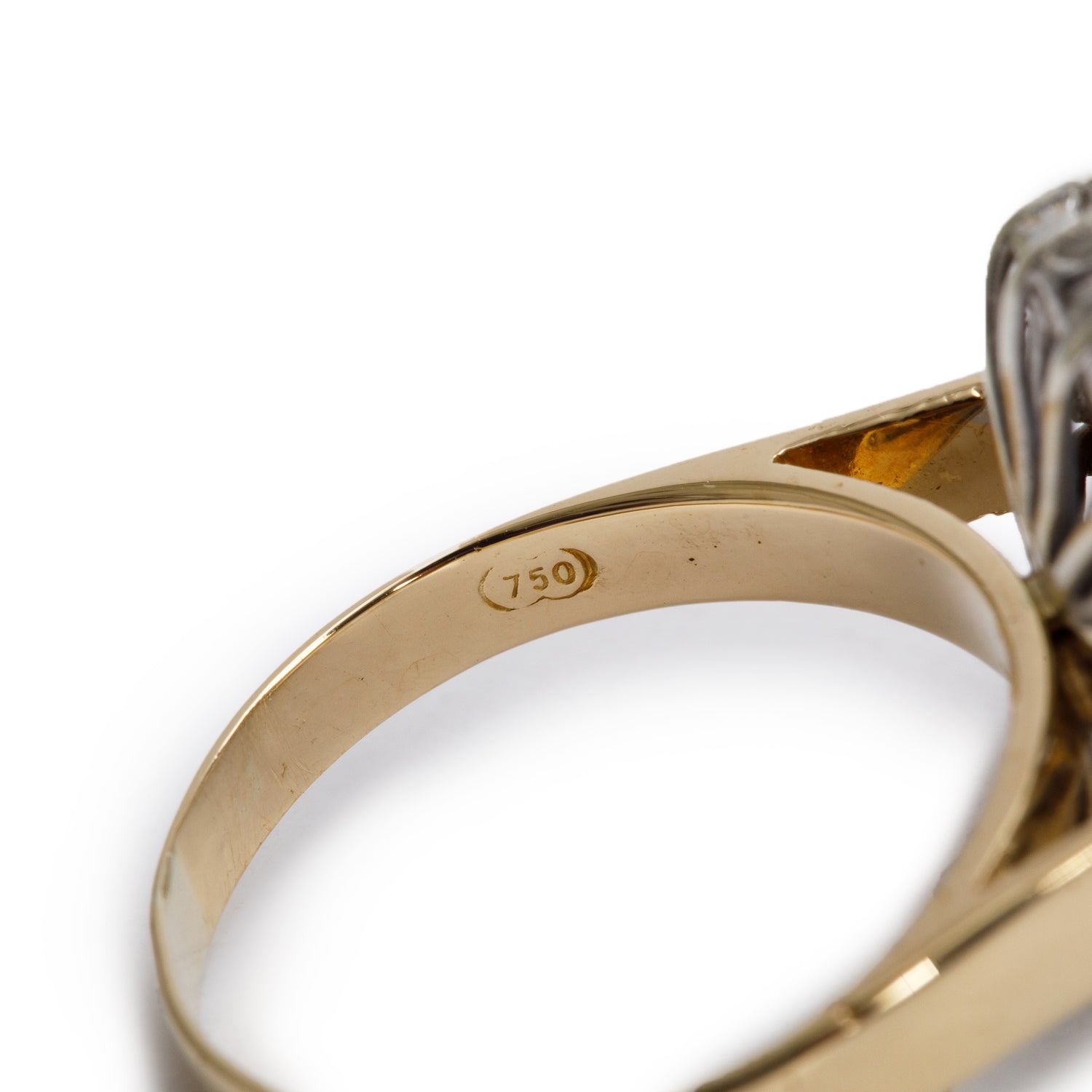 18k Yellow and White Gold Sapphire and Diamond Ring, Size 8