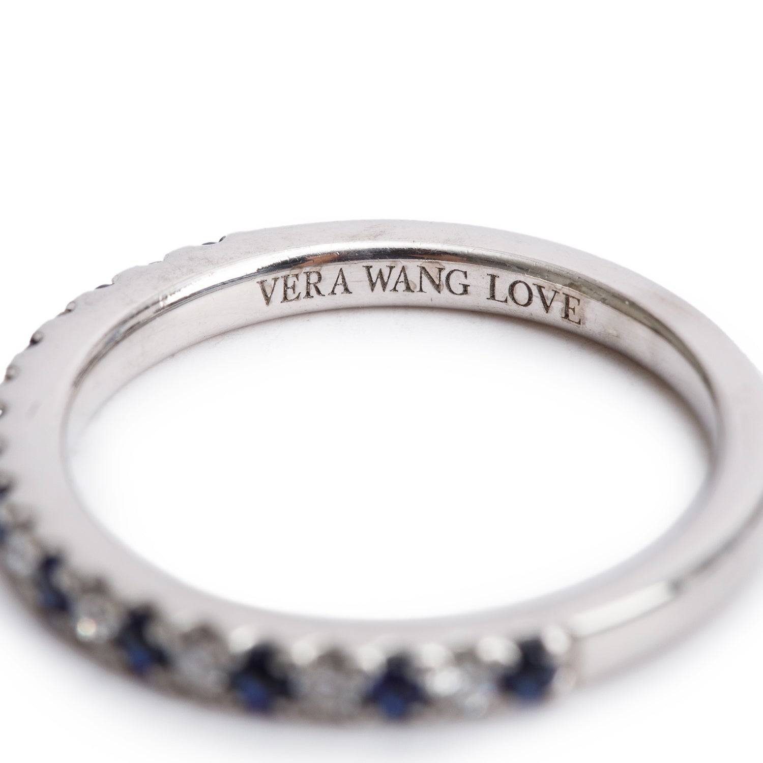 Vera Wang 14k White Gold Sapphire & Diamond Band Ring, Size 6.5