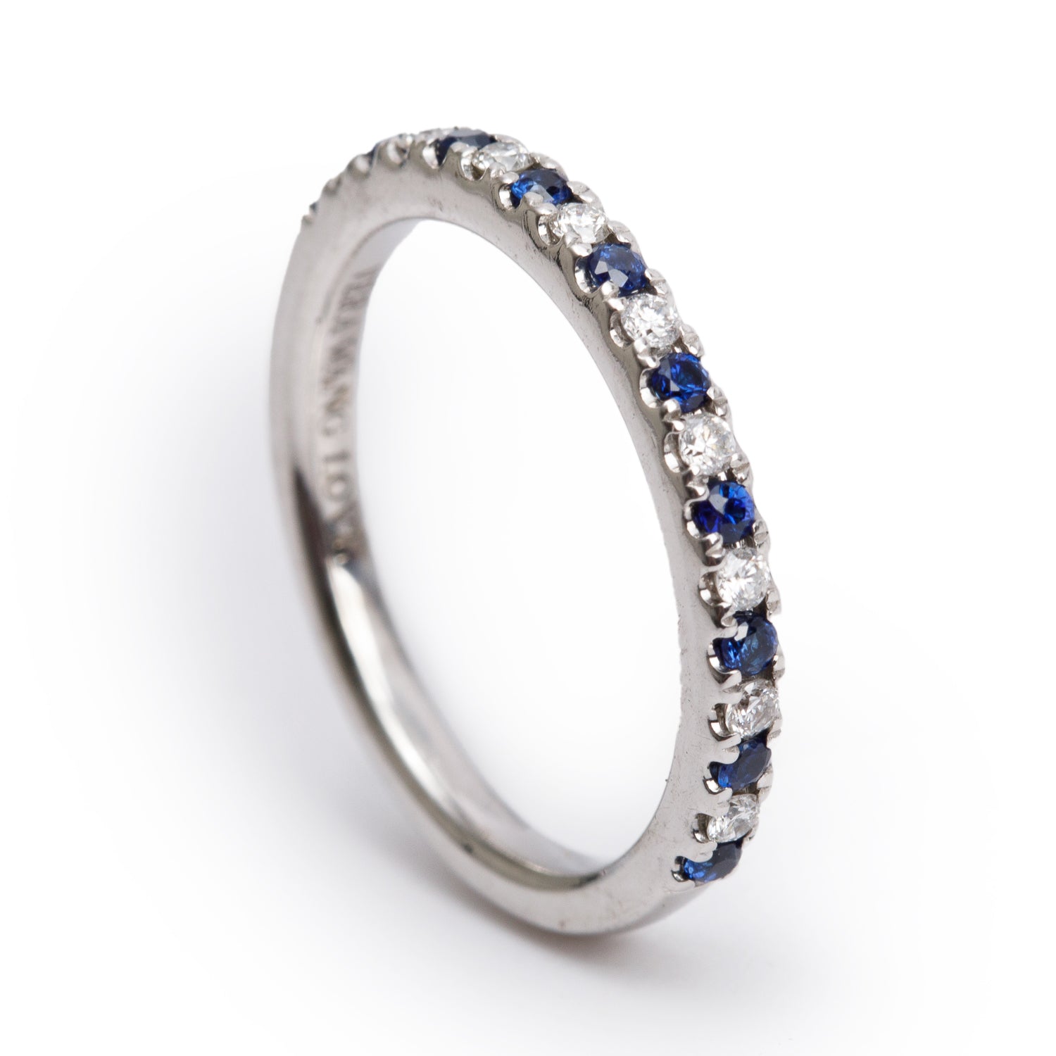 Vera Wang 14k White Gold Sapphire & Diamond Band Ring, Size 6.5