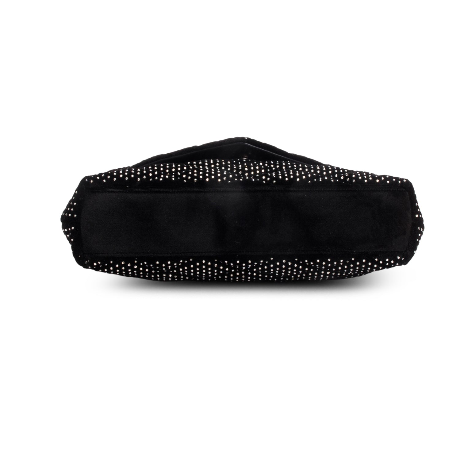Saint Laurent 2022 Black Velvet Crystal Sade Puffer Large Envelope Clutch