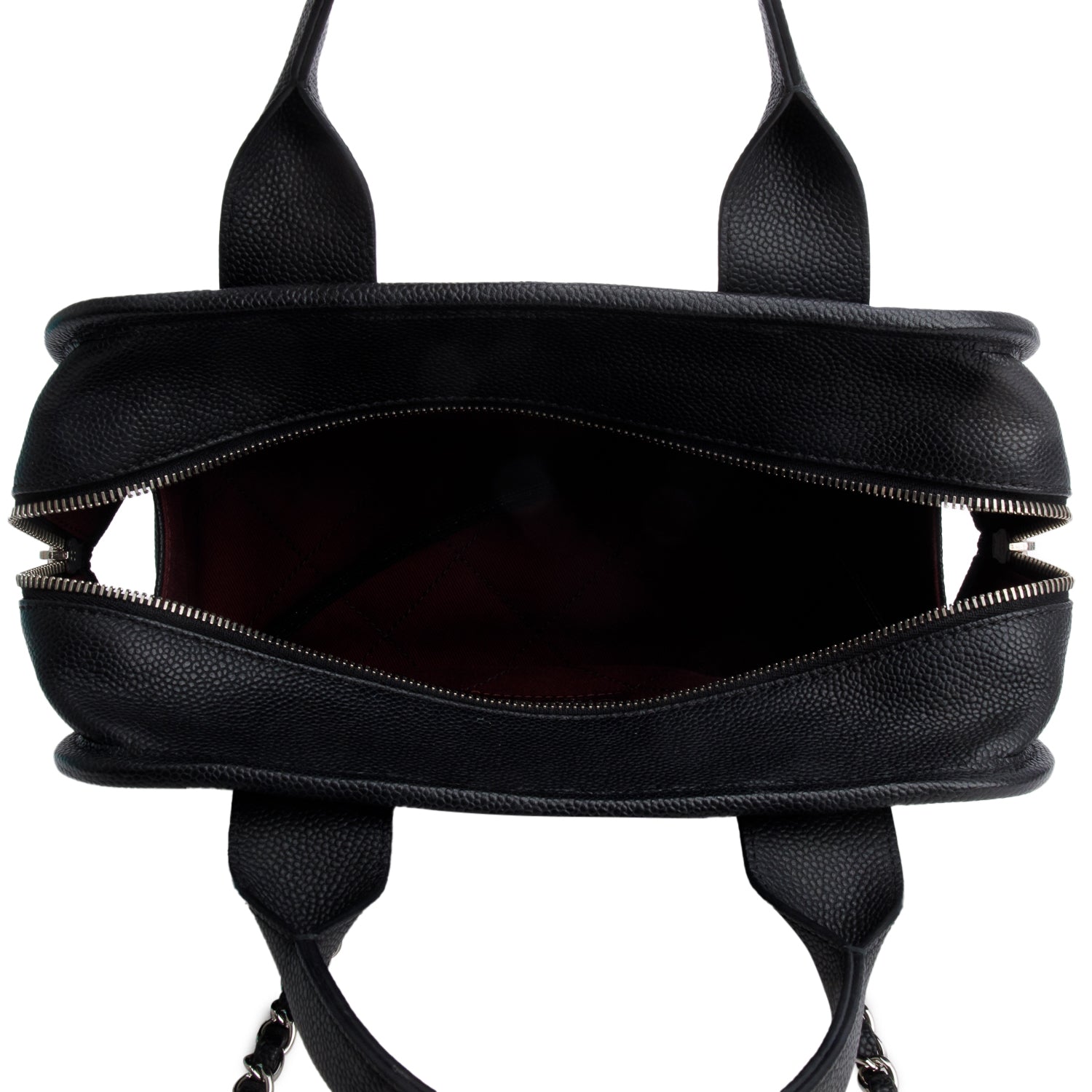 Chanel Black Caviar Quilted Deauville Bowling Bag