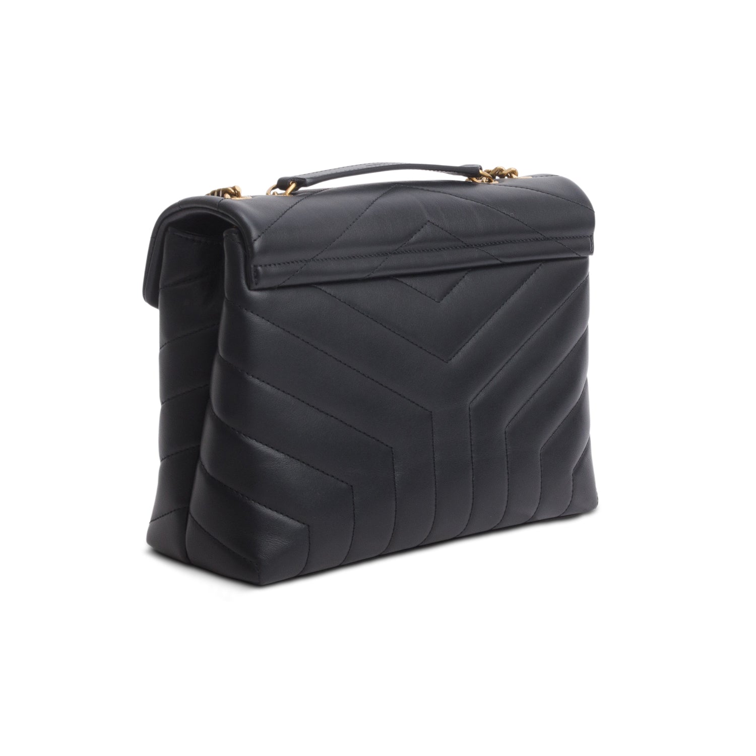 Saint Laurent 2024 Black Calfskin Y Quilted Monogram Small LouLou Shoulder Bag