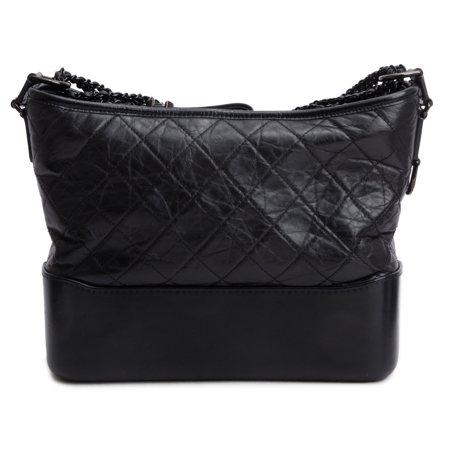 Chanel Black Aged Calfskin Leather Medium Gabrielle Hobo