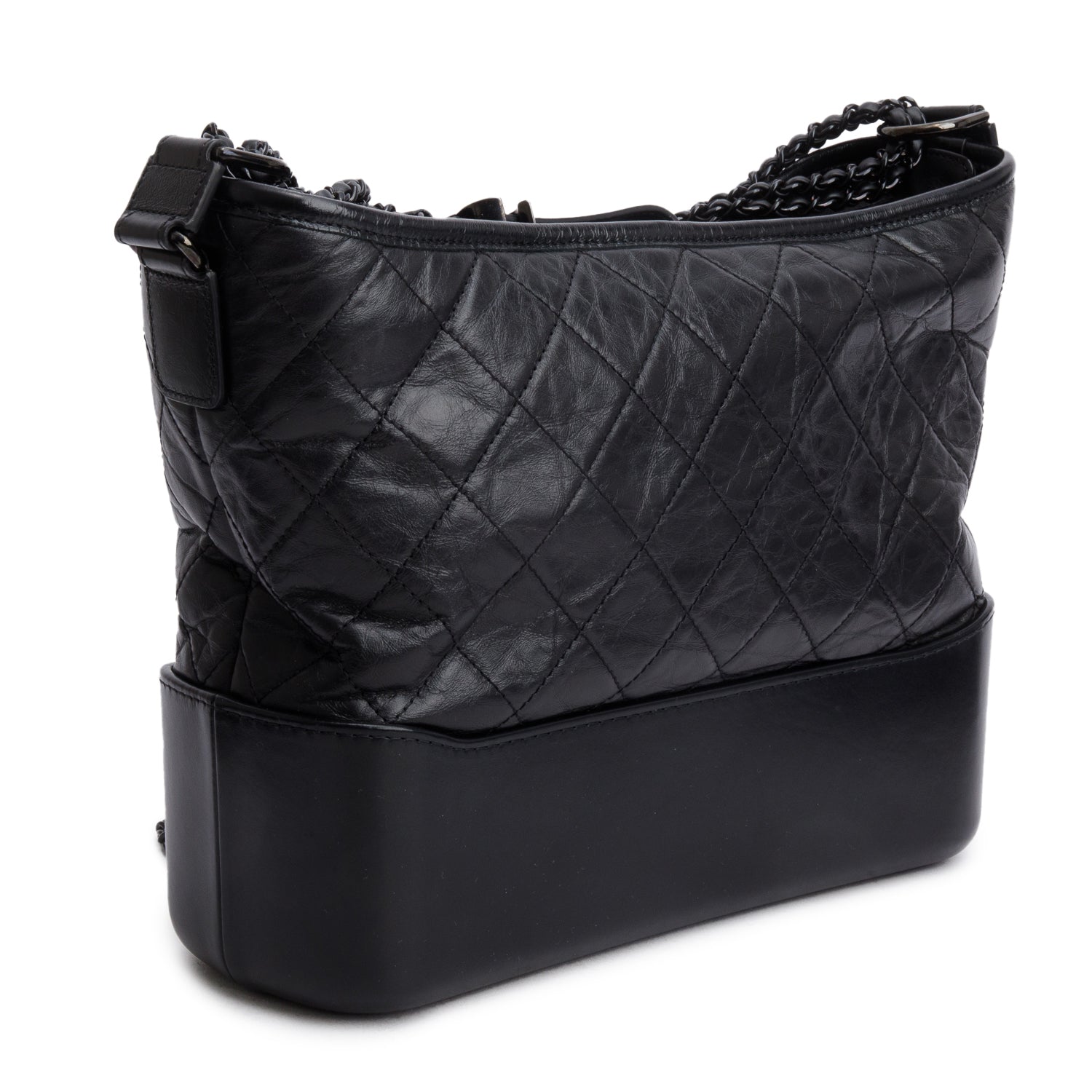 Chanel Black Aged Calfskin Leather Medium Gabrielle Hobo