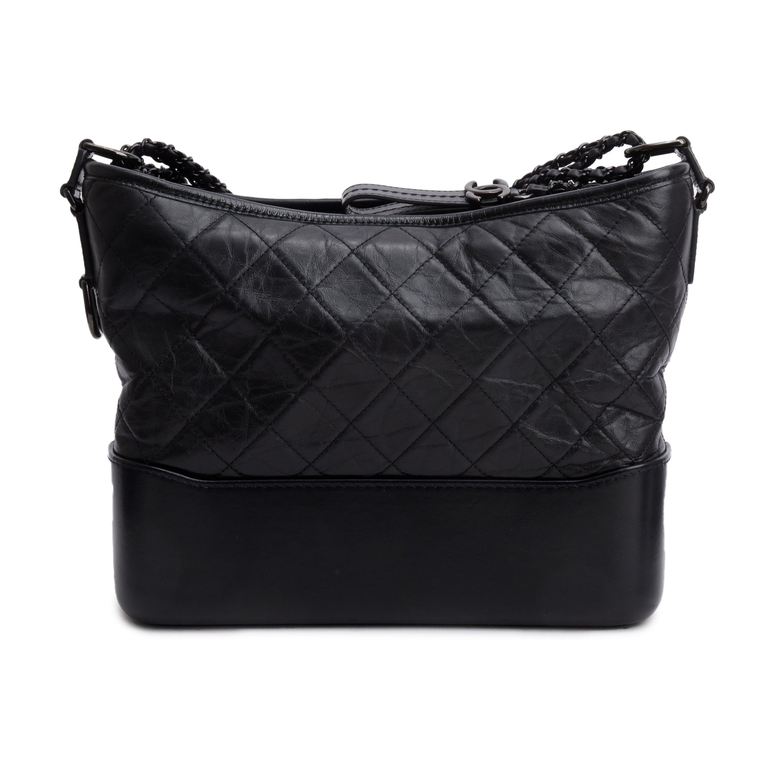 Chanel Black Aged Calfskin Leather Medium Gabrielle Hobo
