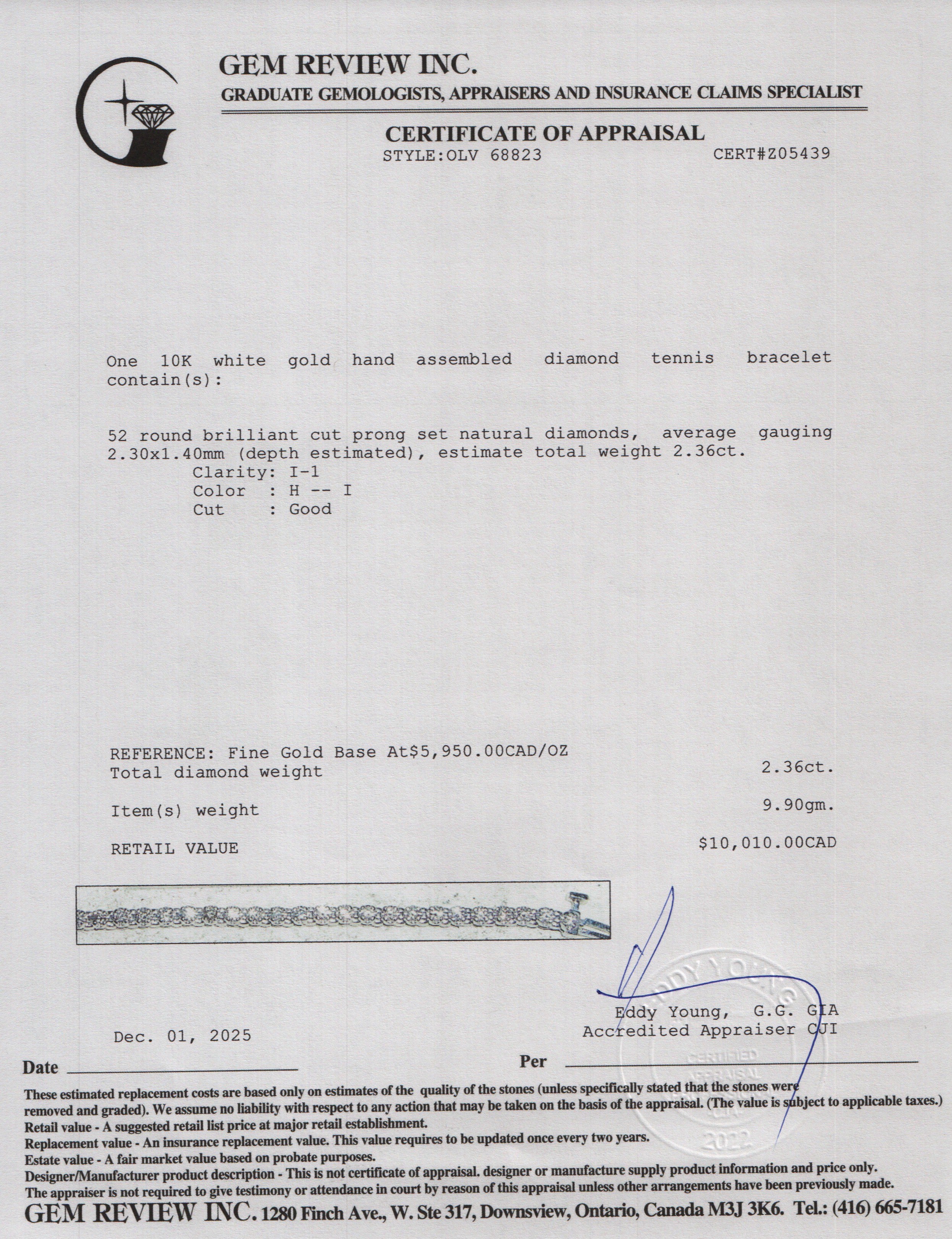 10k White Gold 2.36 tcw. Diamond Tennis Bracelet