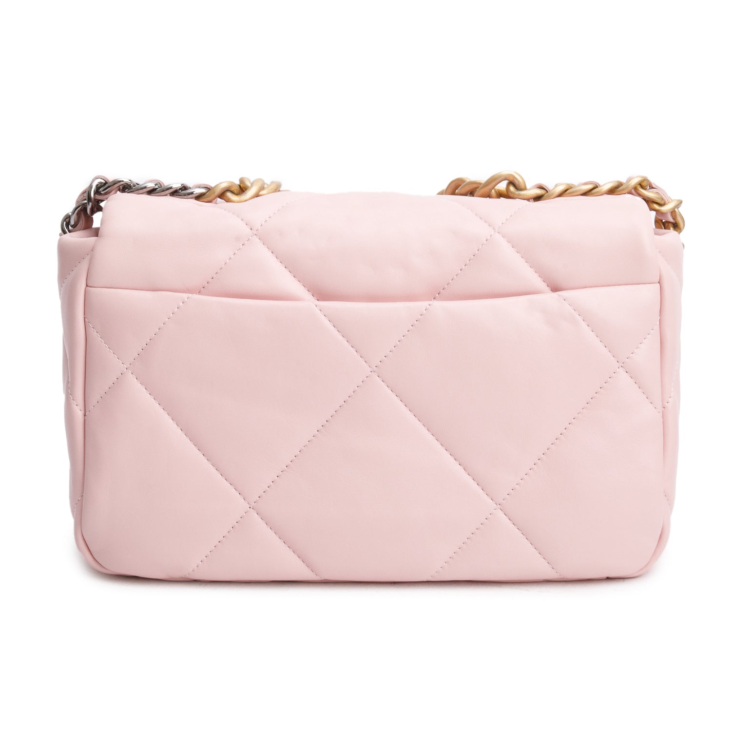 Chanel Pink Quilted Lambskin Leather Medium 19 Flap Bag w/ Box