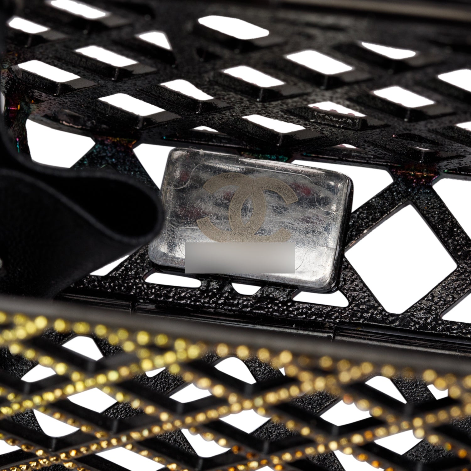 Chanel Limited Edition Black Metal Multicolor Strass Cage Mini Flap Bag w/ Box