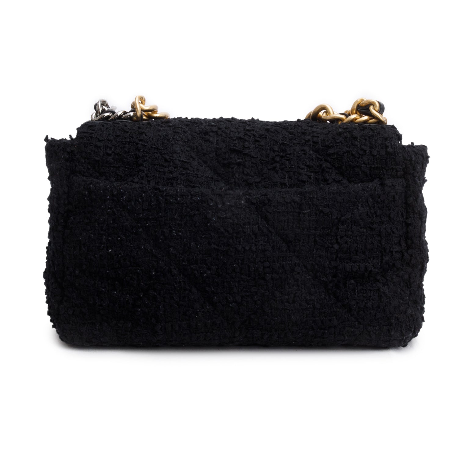 Chanel 2020 Black Tweed Quilted Medium Chanel 19 Flap w/ Authenticity Card