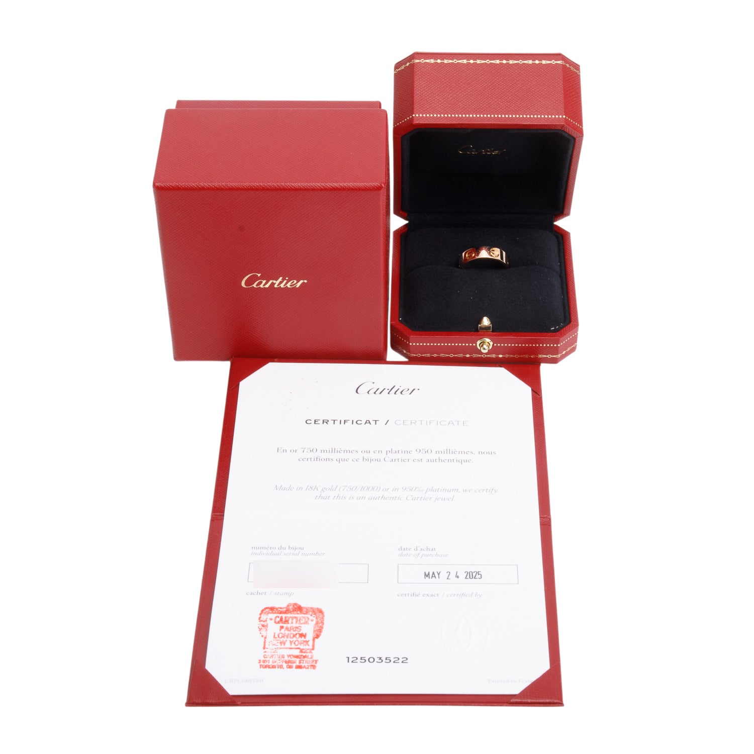 Cartier 2025 18k Yellow Gold 5.5 MM Love Ring, Classic Model, Size 52 6 w/ Box & Certificate