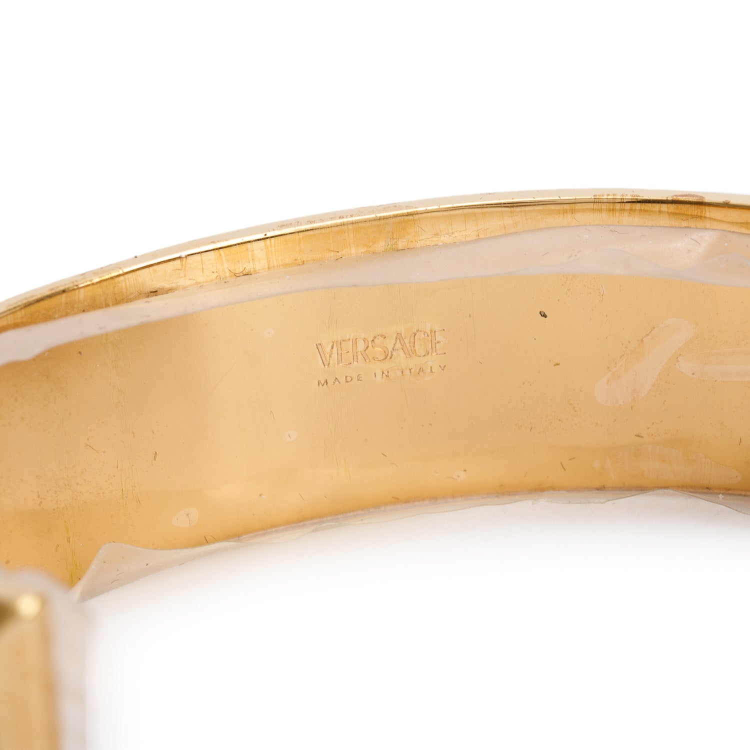 Versace Gold-Plated Crystal Greca Cuff Bracelet w/ Box