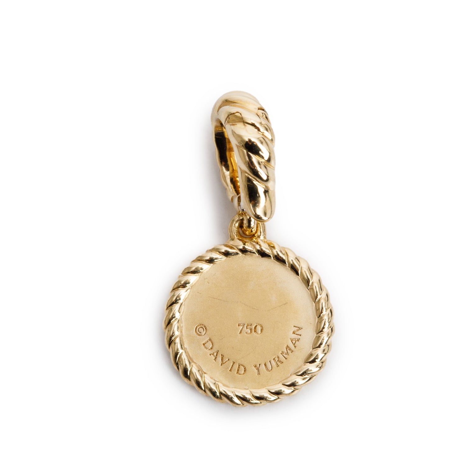 David Yurman 18k Yellow Gold Pave Emerald & Diamond Evil Eye Amulet Pendant, 11 mm w/ Box