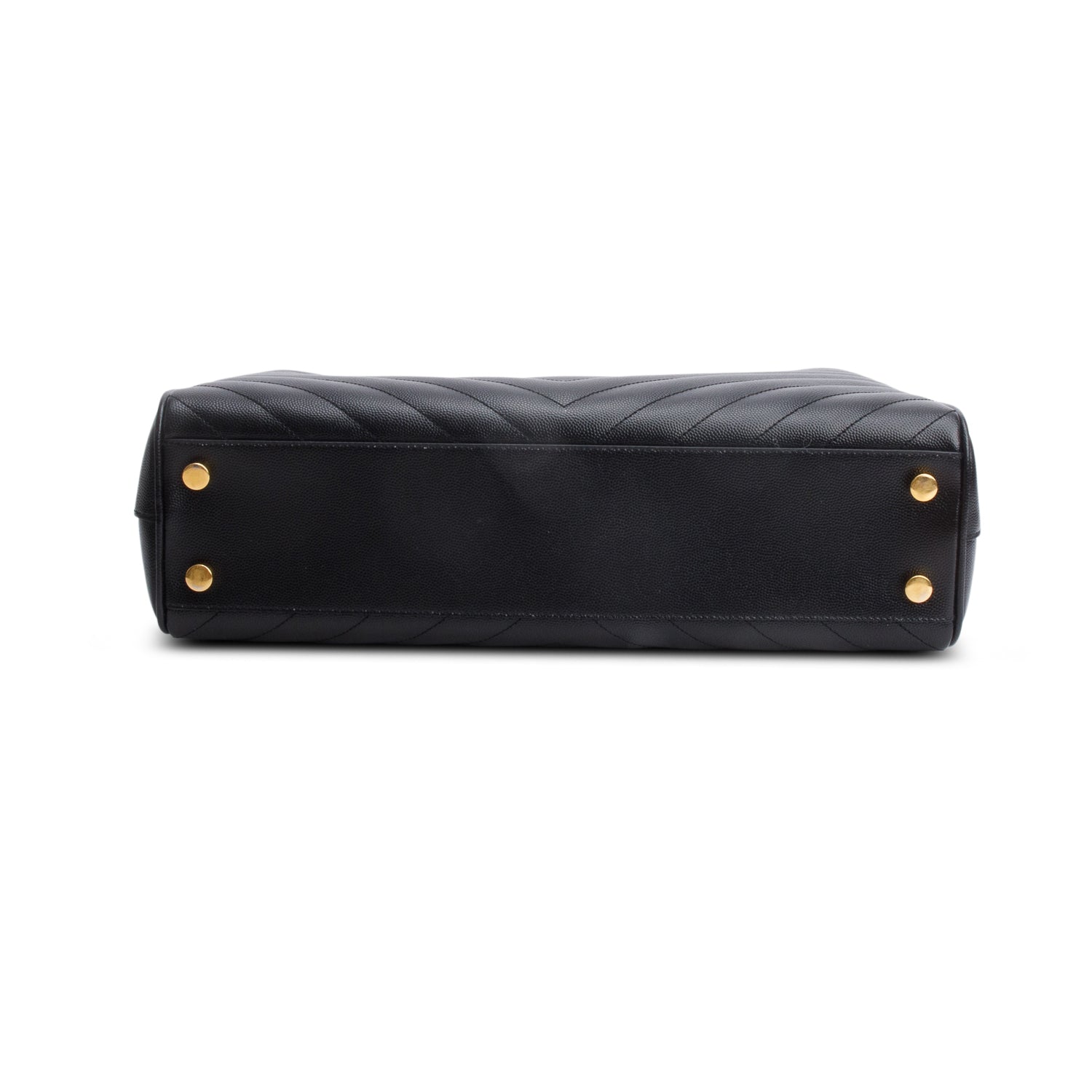 Saint Laurent Black Grain de Poudre Matelasse Chevron Monogram Shopping Bag