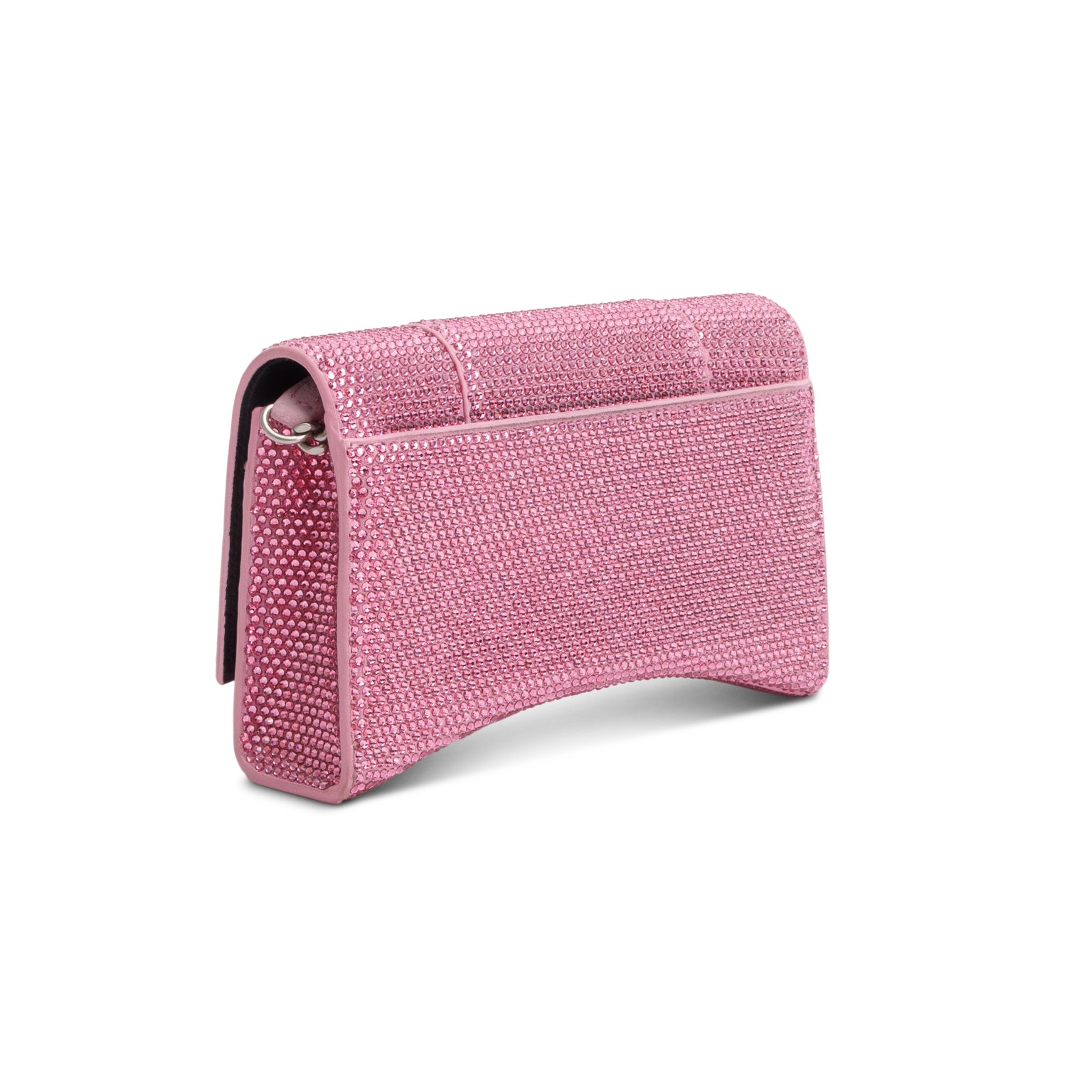 Balenciaga Pink Rhinestone Hourglass Wallet on Chain
