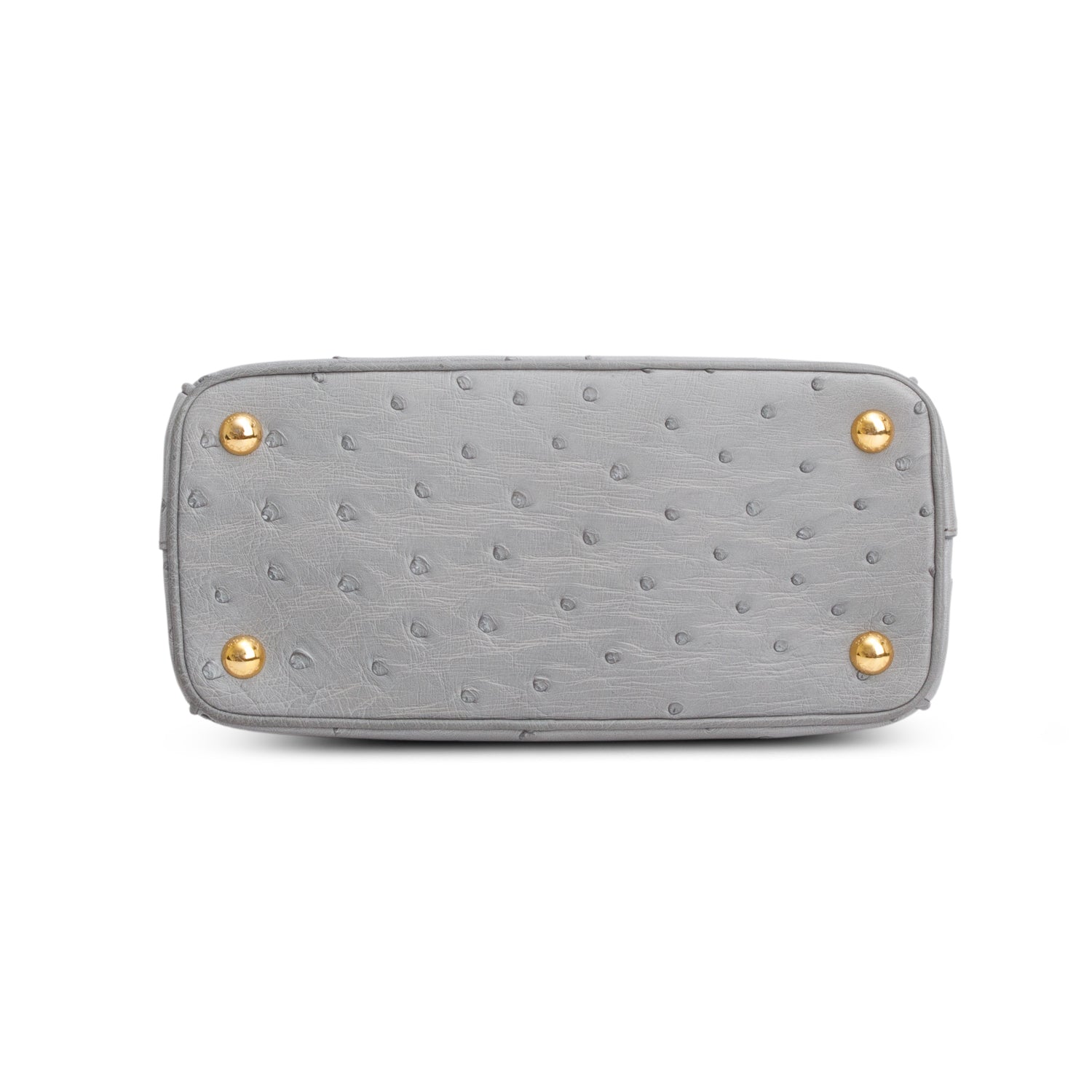 Prada Grey Ostrich Leather Small Double Zip Galleria