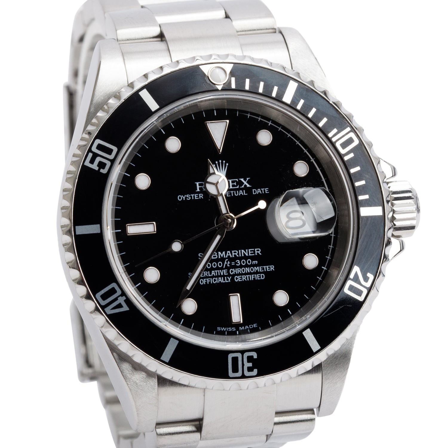 Rolex Stainless Steel Submariner Date 40 MM Watch Black Dial 16610 w/ Box & Papers