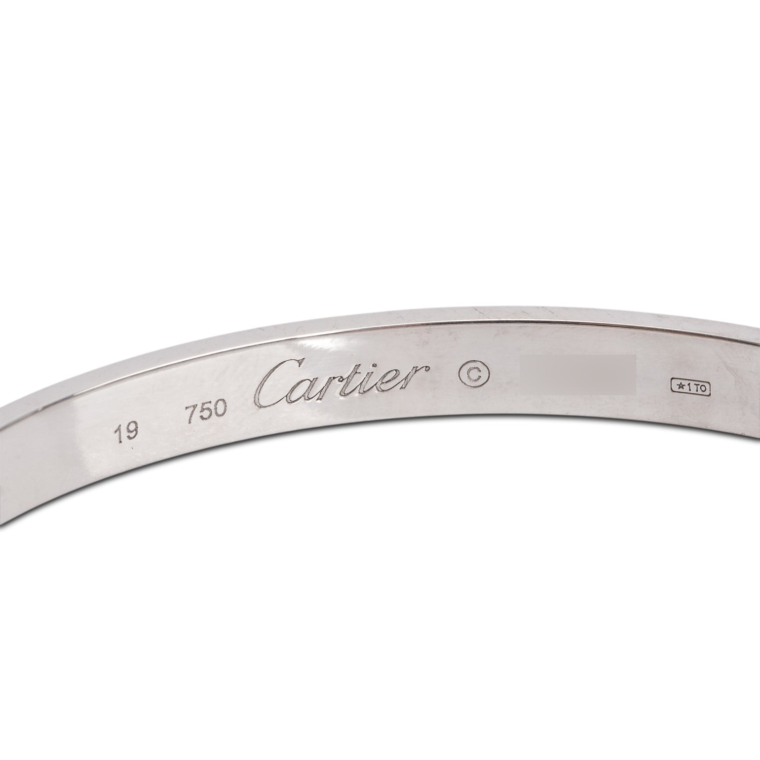 Cartier 18k White Gold Love Bracelet, Classic Model, Size 19