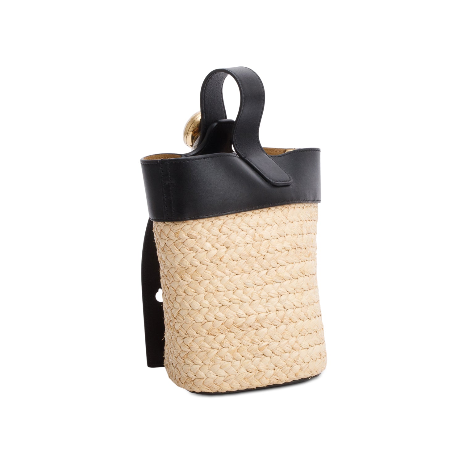 Loewe Black Raffia Calfskin Mini Pebble Bucket Bag