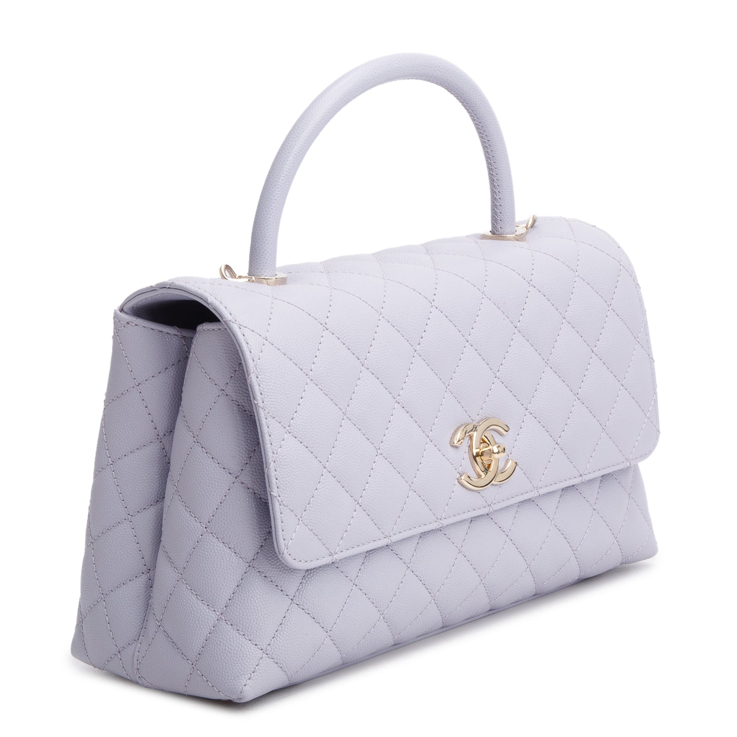 Chanel Purple Caviar Quilted Small Coco Handle Flap w/ Box