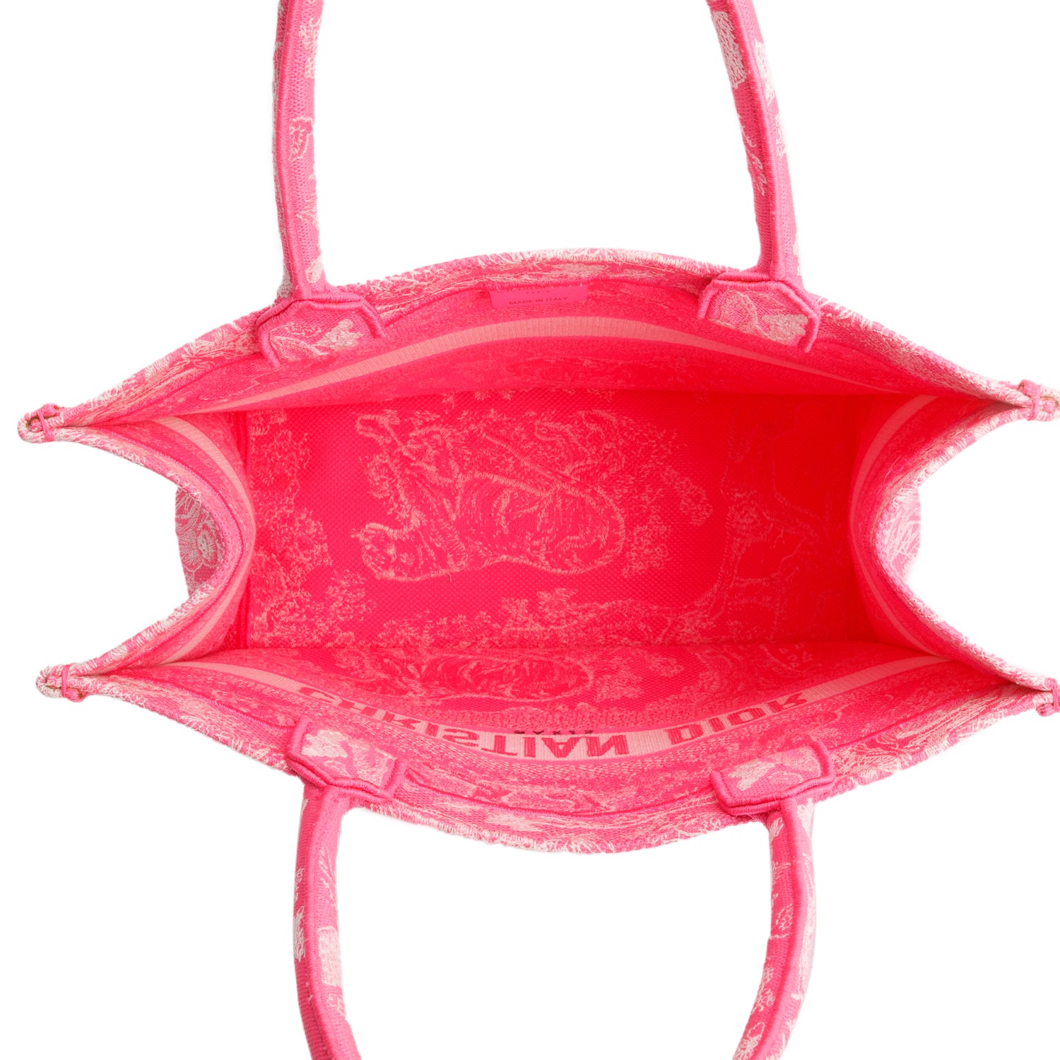 Christian Dior 2022 Pink Canvas Toile de Jouy Embroidered Medium Book Tote