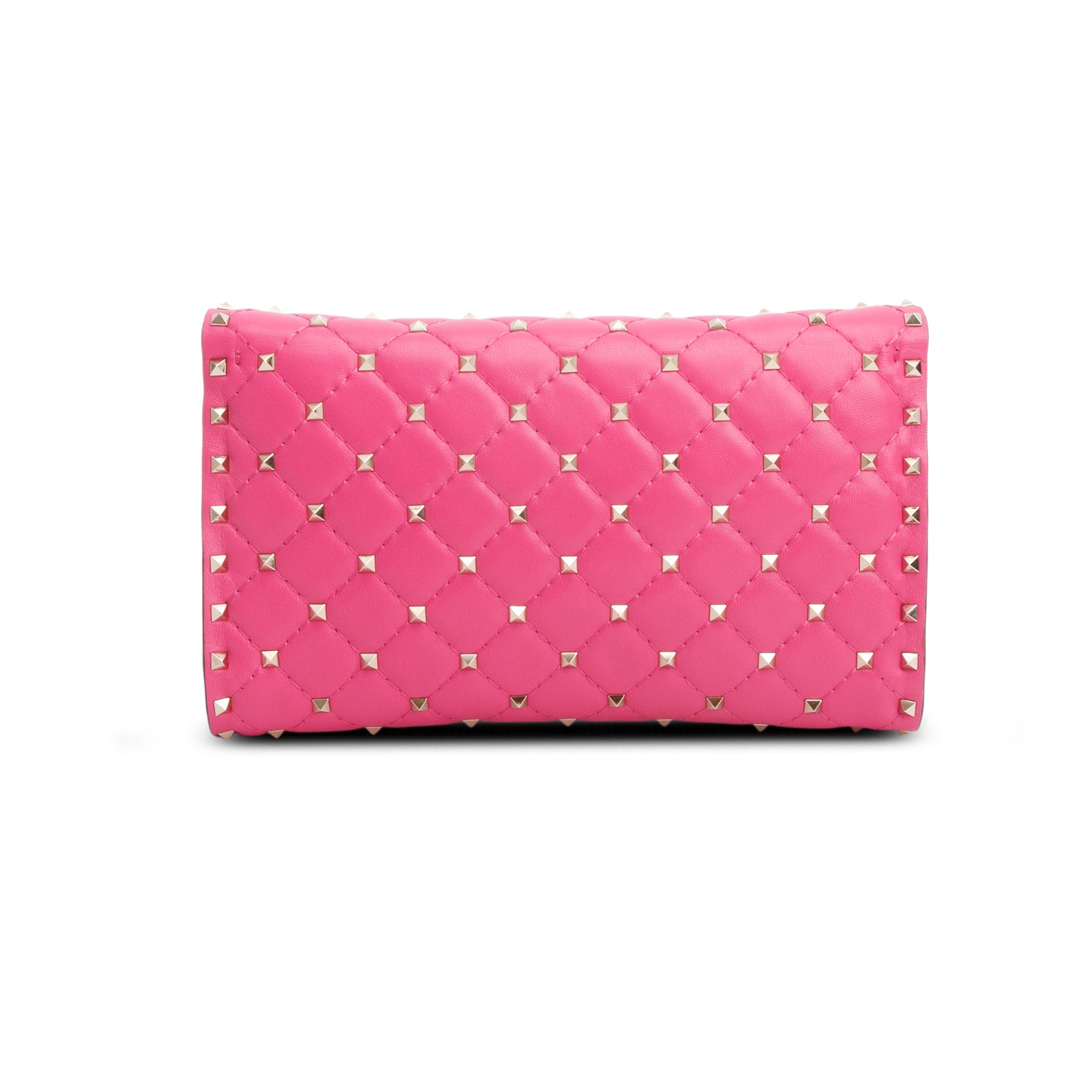 Valentino Pink Lambskin Rockstud Spike Wallet on Chain