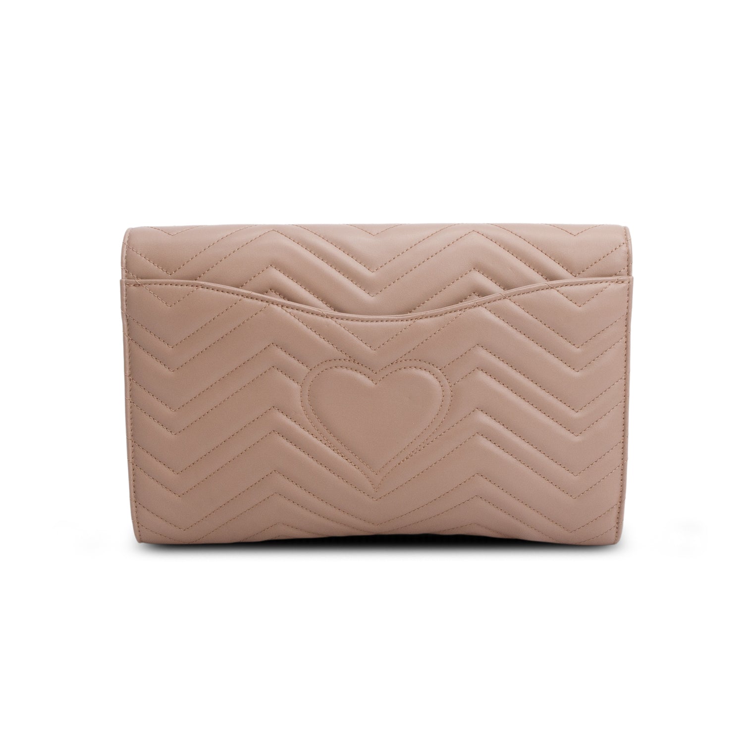 Gucci Beige Calfskin Matelasse GG Marmont Clutch
