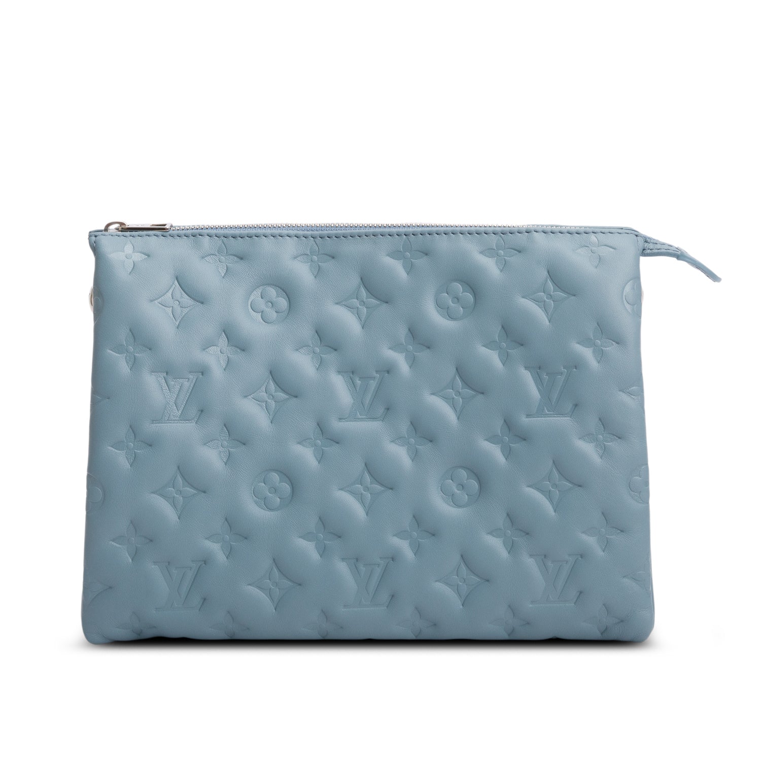 Louis Vuitton Blue Monogram Embossed Lambskin Leather Coussin PM w/ Straps