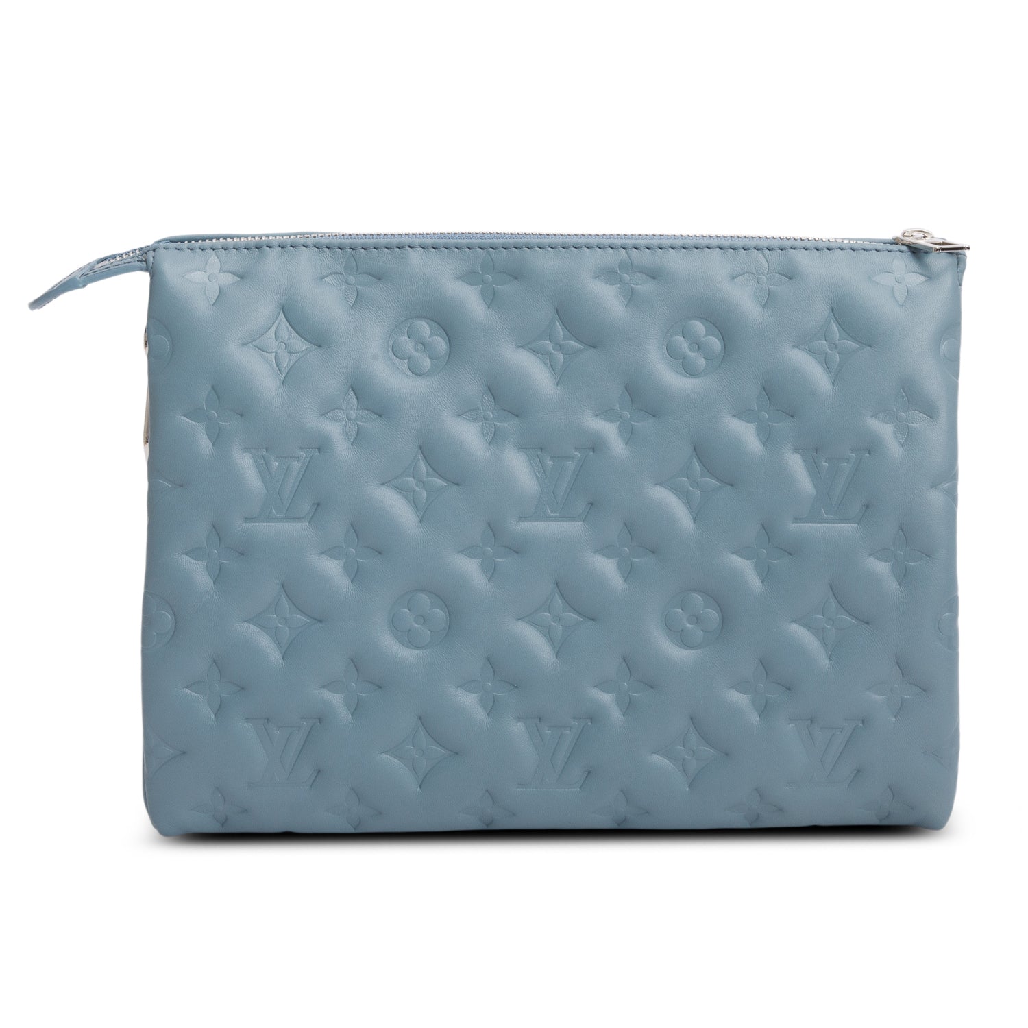 Louis Vuitton Blue Monogram Embossed Lambskin Leather Coussin PM w/ Straps