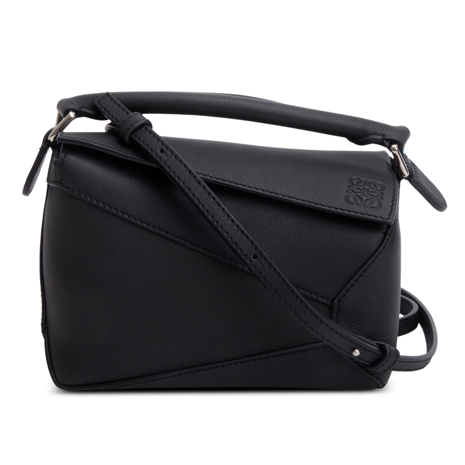 Loewe Black Calfskin Mini Puzzle Edge Bag w/ Strap