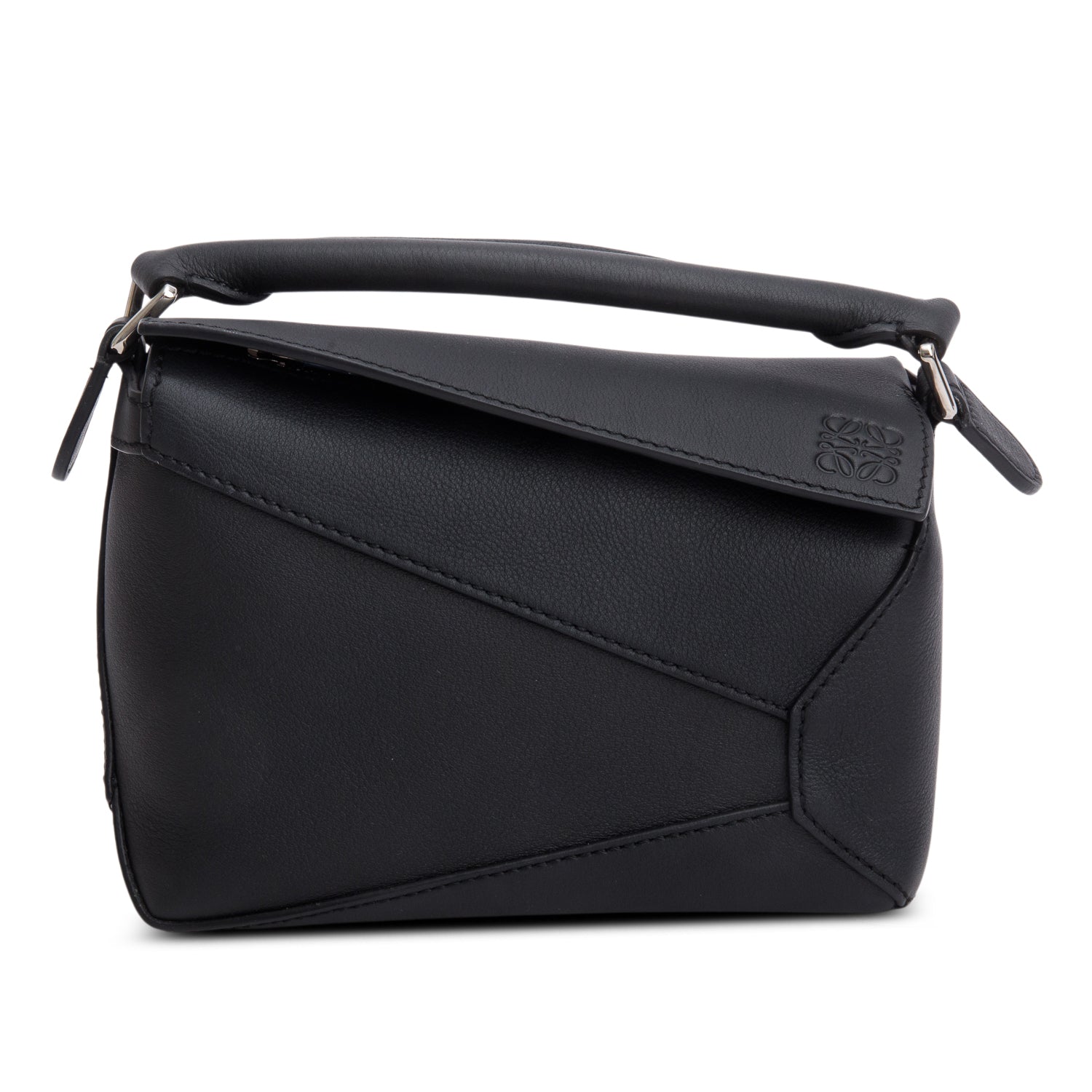 Loewe Black Calfskin Mini Puzzle Edge Bag w/ Strap