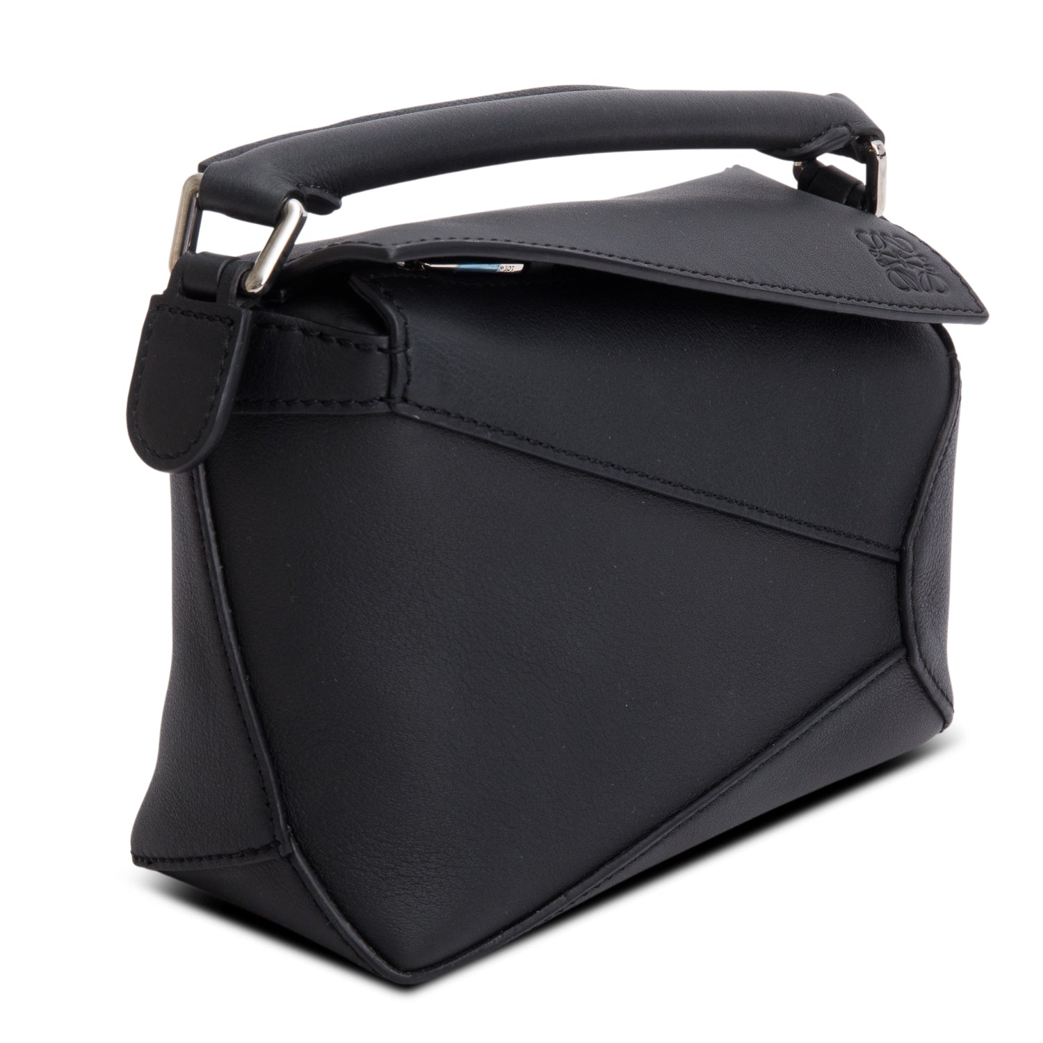 Loewe Black Calfskin Mini Puzzle Edge Bag w/ Strap