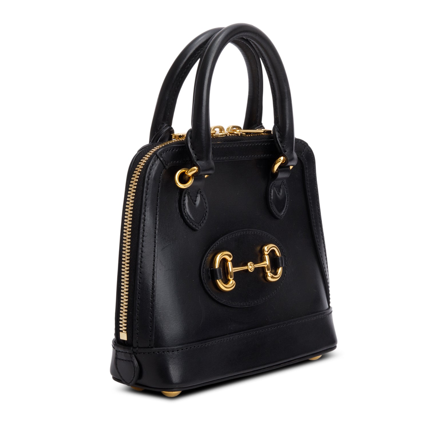 Gucci Black Azalea Calfskin Mini Horsebit 1955 Top Handle Bag w/ Strap