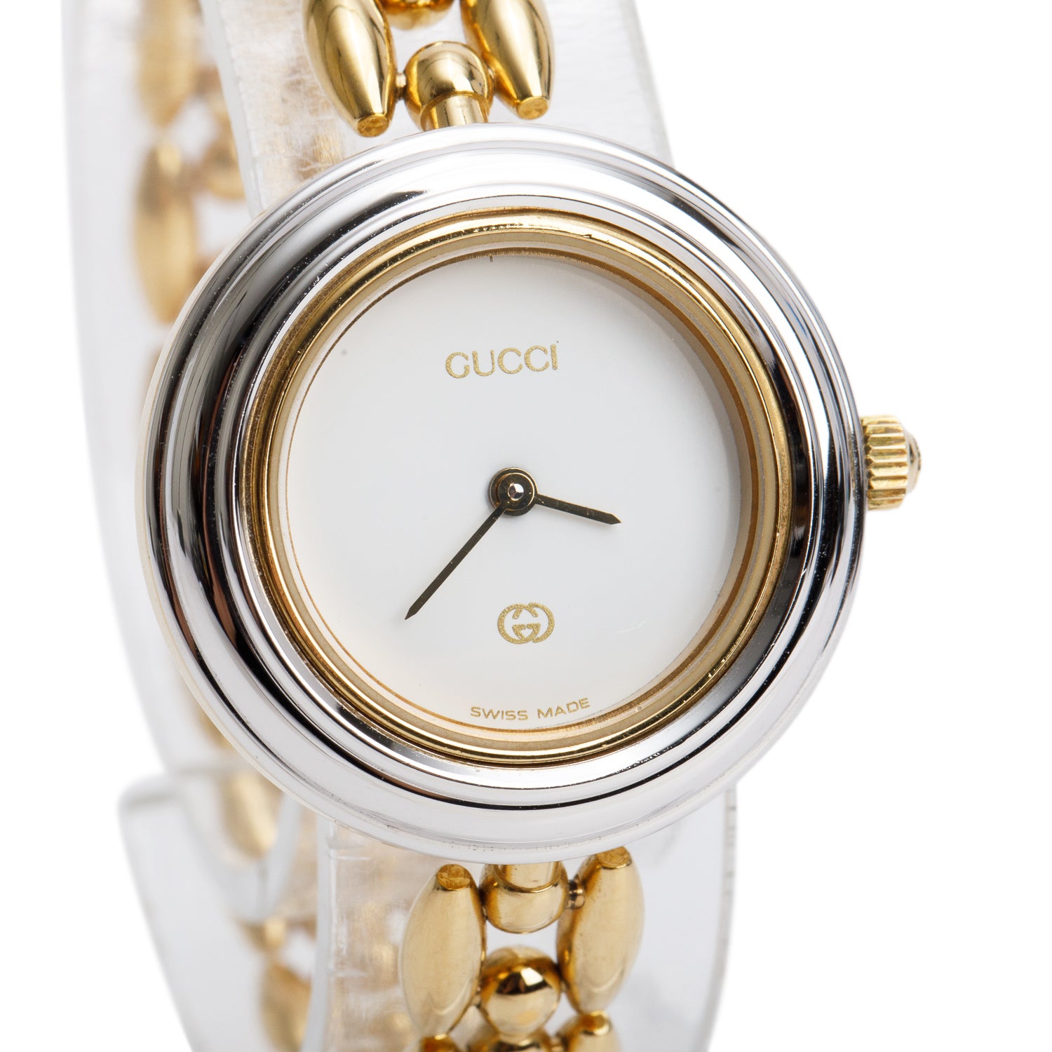 Gucci Gold Plated Stainless Steel 1100 Series 26 MM Watch w/ 5 Multicolour Bezels